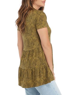 Women's Short Sleeve Julianna Crepe Button Down Tunic