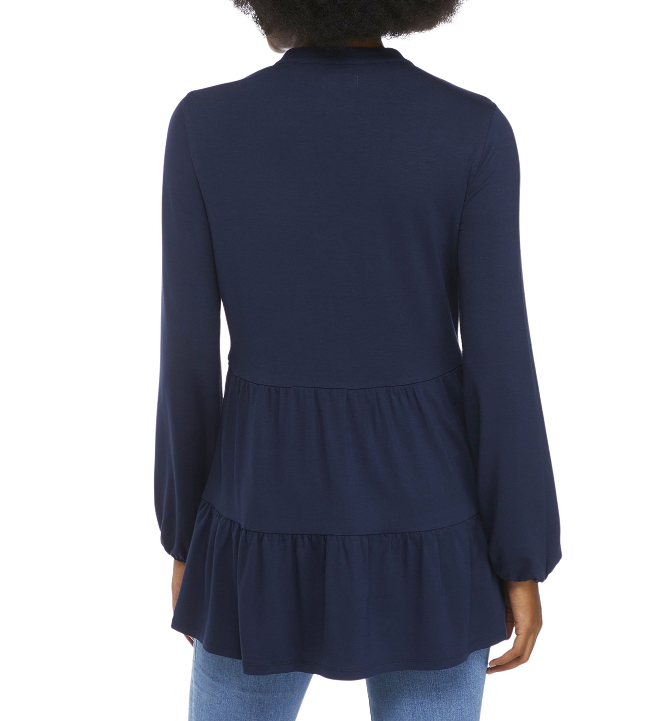 Womens Long Sleeve Julianna Crepe Button Down Tunic 