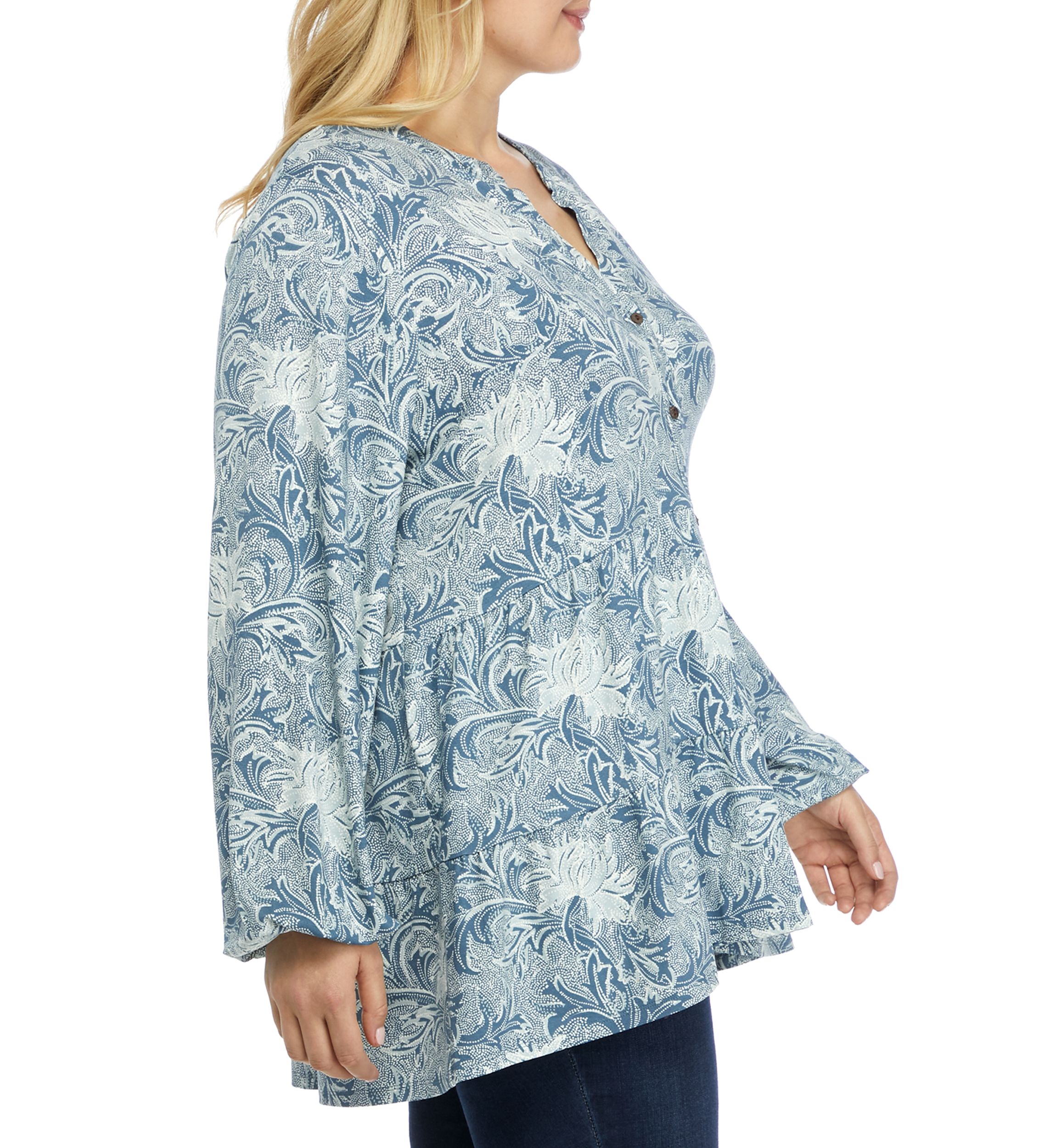 Plus Size Long Sleeve Julianna Crepe Button Down Tunic