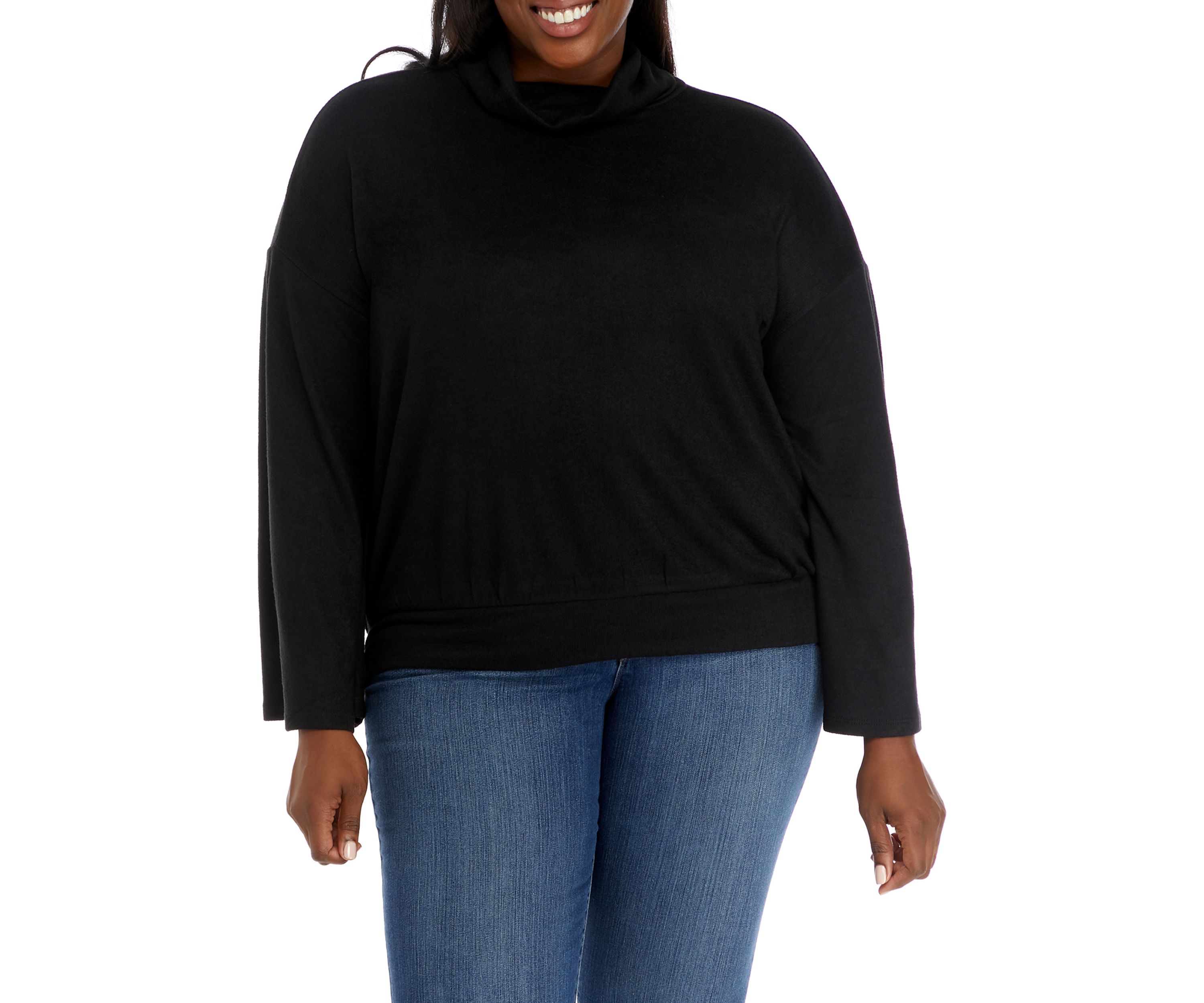 Plus Size Hacci Bell Sleeve Banded Bottom Top 