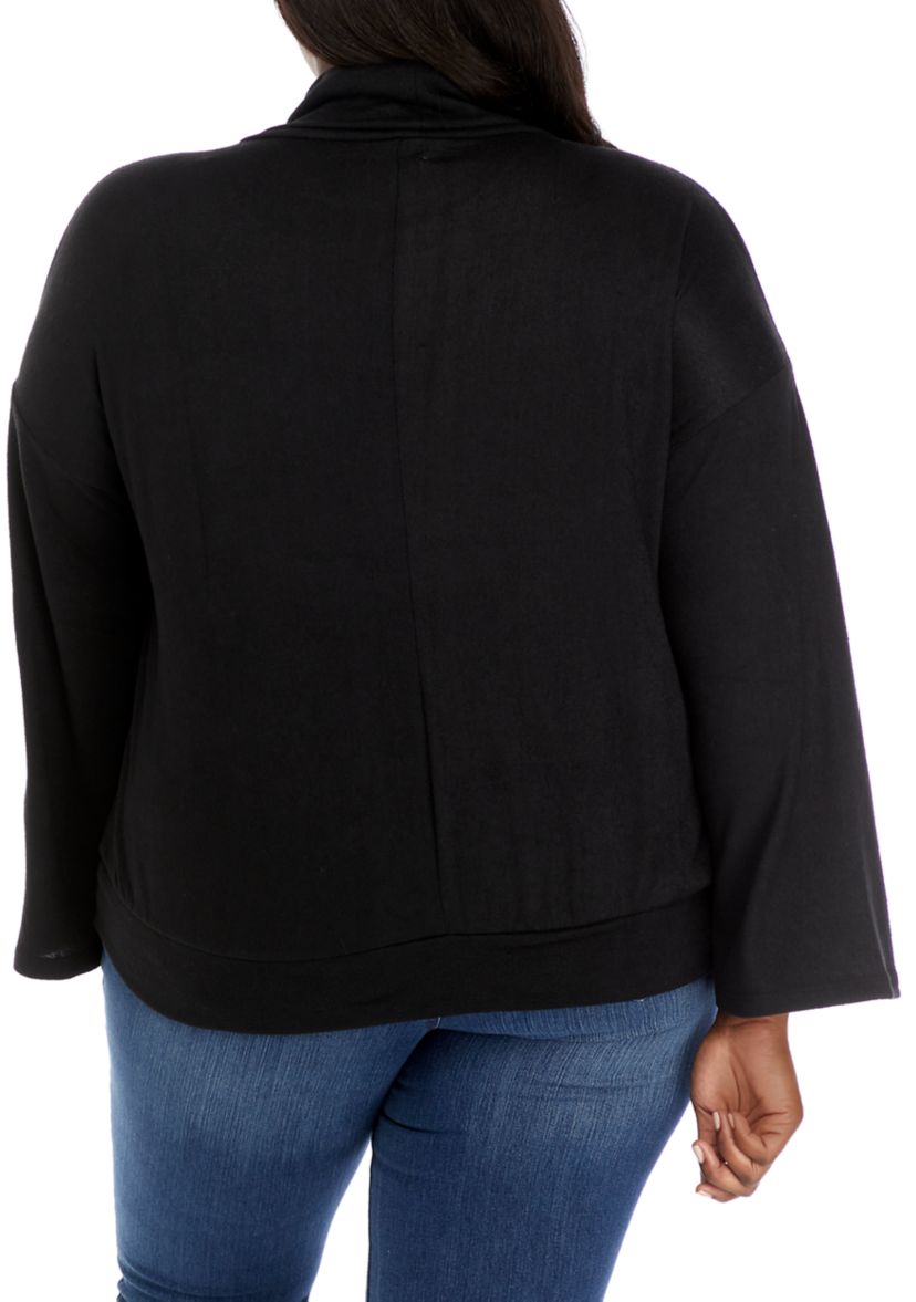 Plus Size Hacci Bell Sleeve Banded Bottom Top 