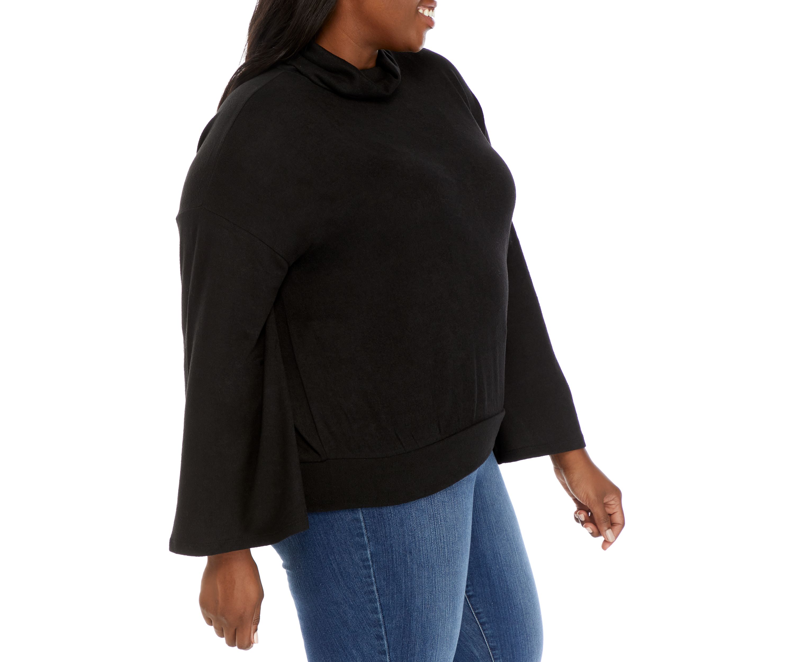 Plus Size Hacci Bell Sleeve Banded Bottom Top 