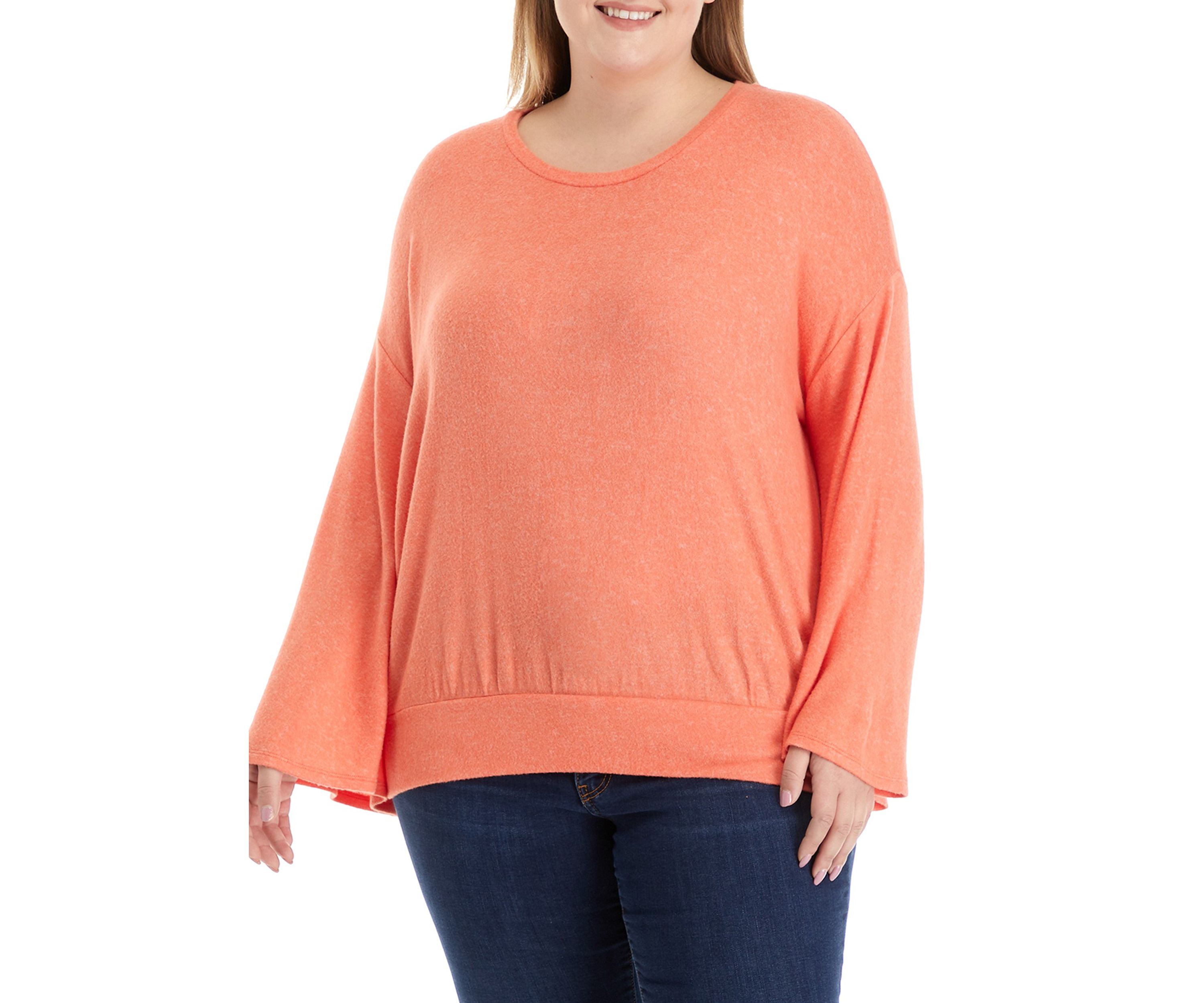 Plus Size Hacci Bell Sleeve Banded Bottom Top 
