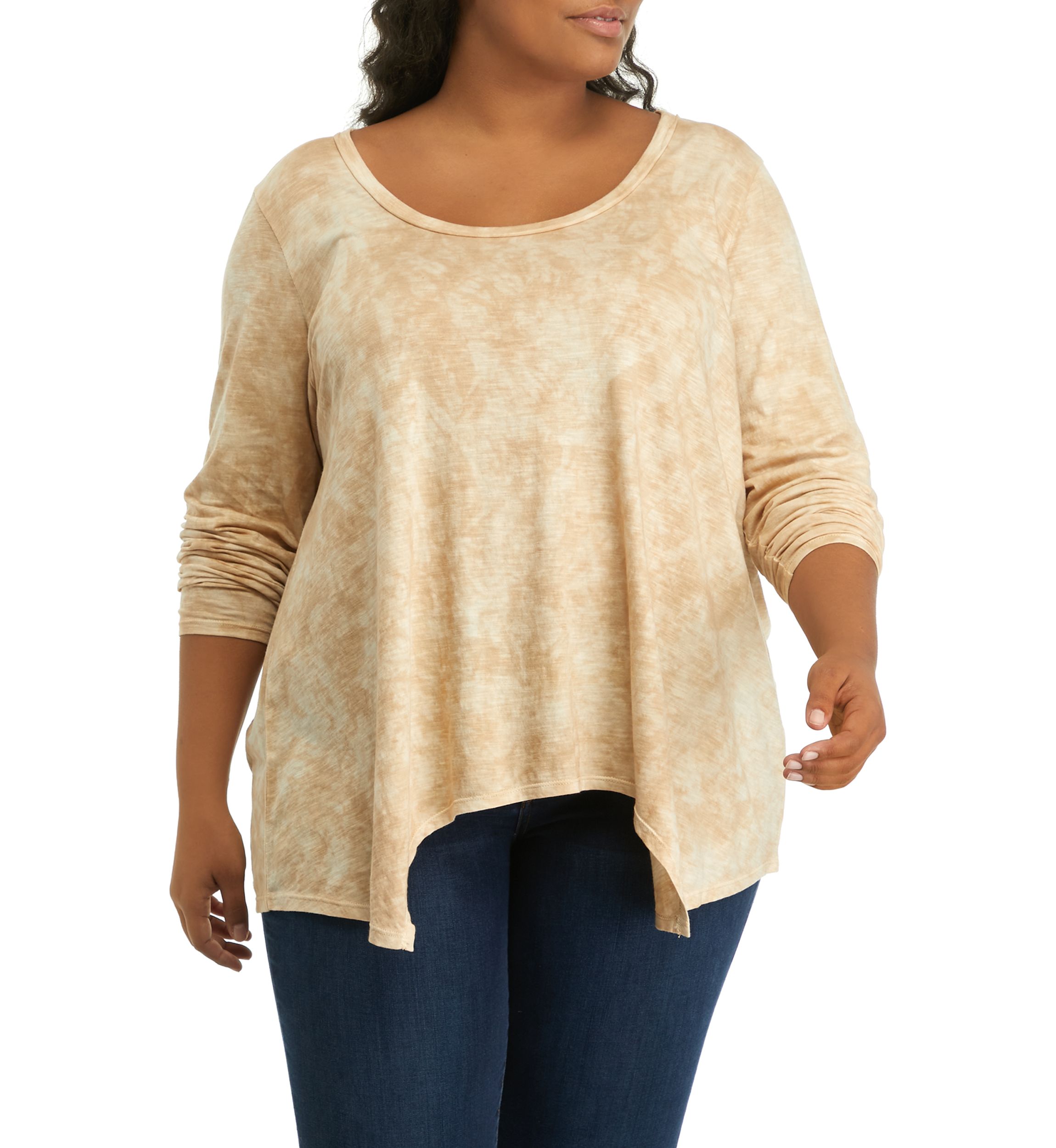 Plus Size Hacci Drop Shoulder Printed Top 