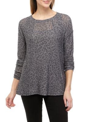 Wonderly Studio Women's Drop Shoulder Animal Print Top | belk