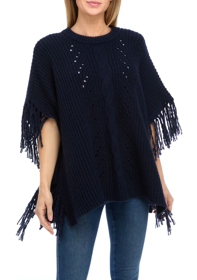Womens Cable Poncho