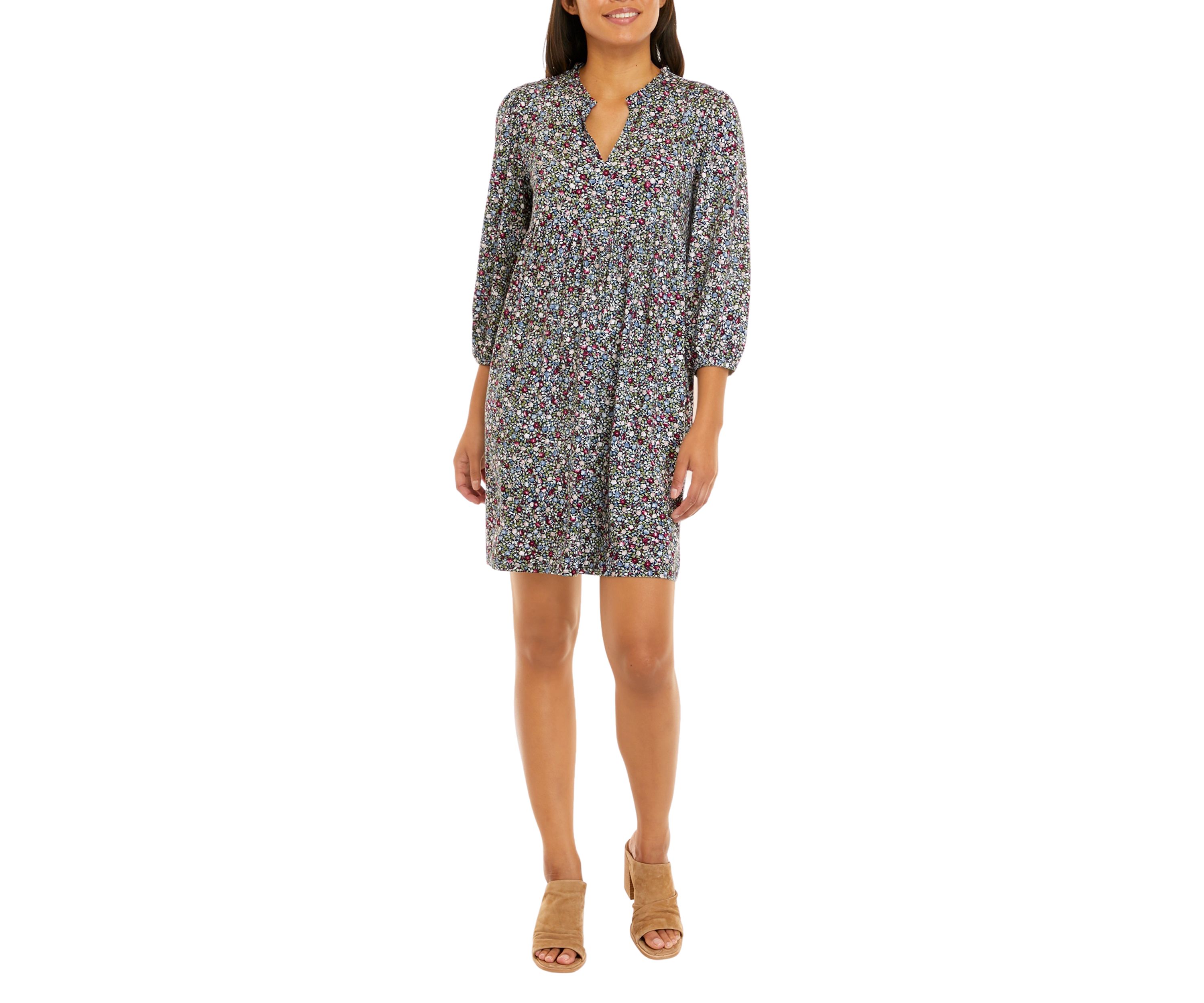 Womens 3/4 Sleeve Julianna Crepe Dress