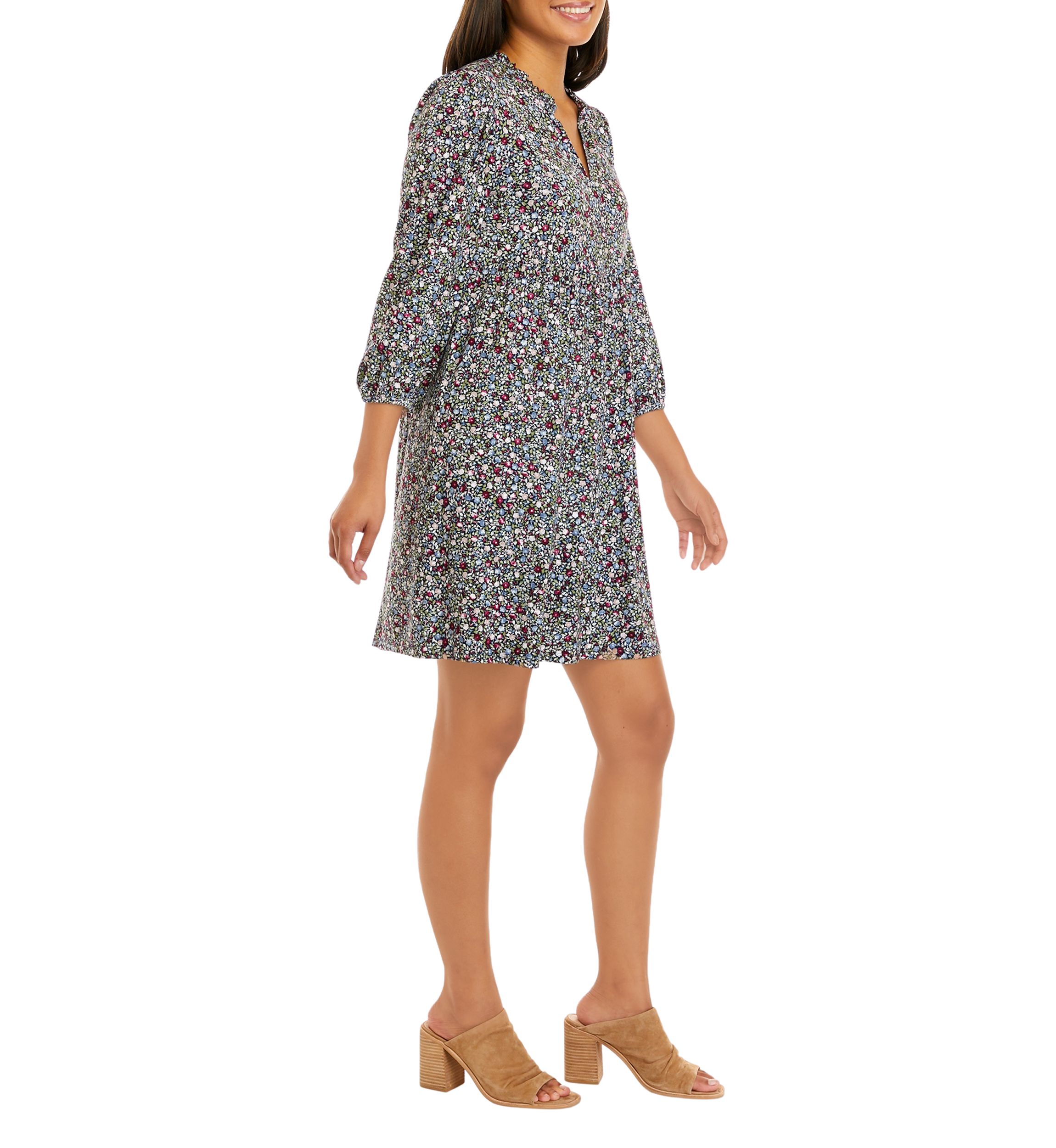 Womens 3/4 Sleeve Julianna Crepe Dress