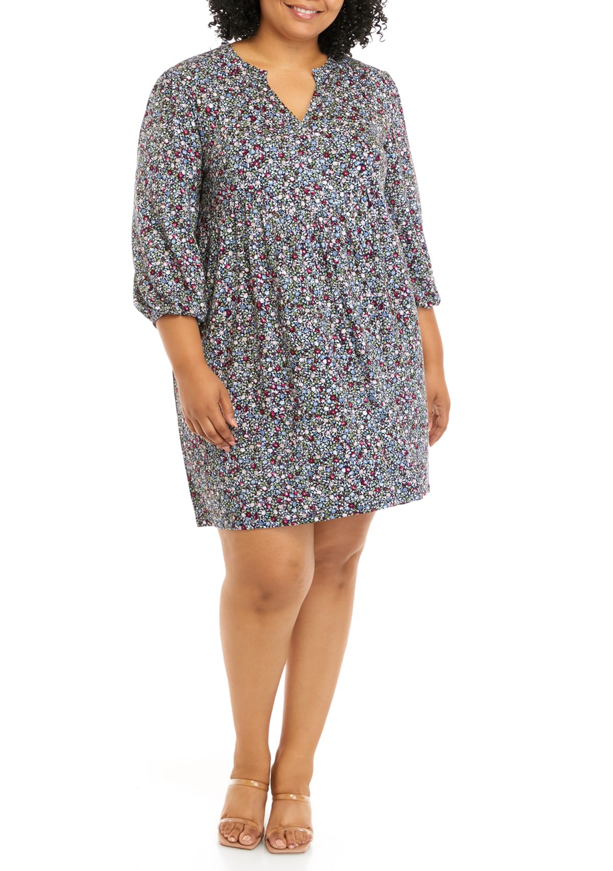 Plus Size 3/4 Sleeve Juliana Crepe Dress