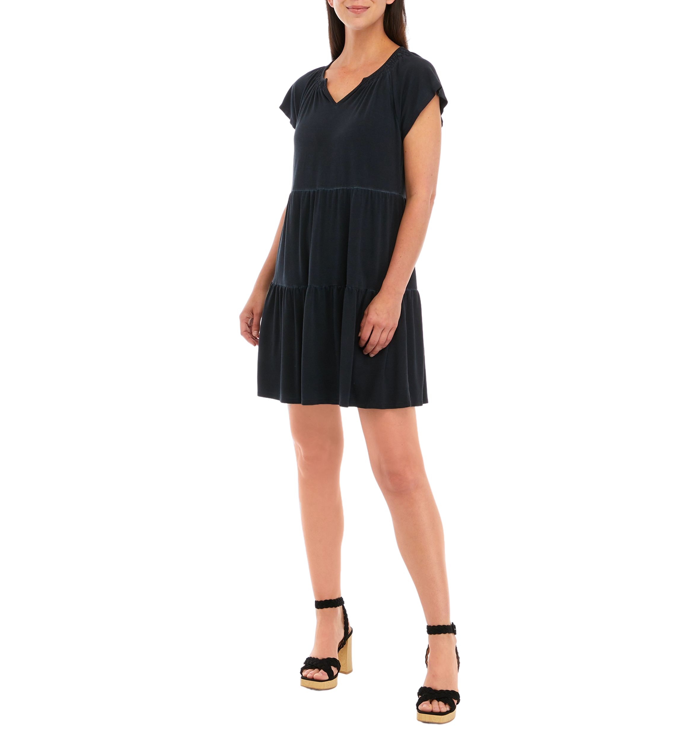 Petite Tiered Flutter Sleeve Dress