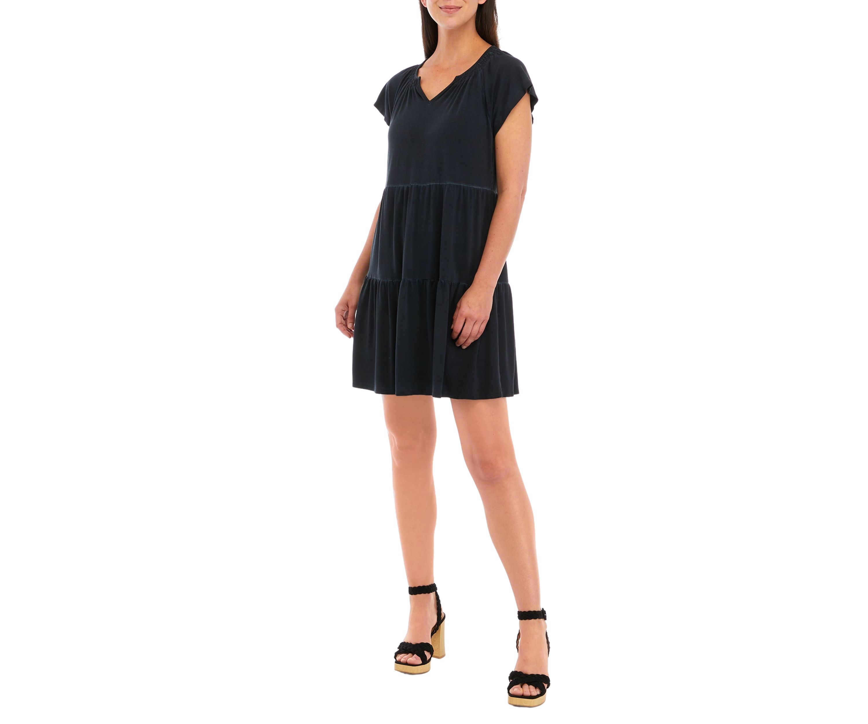 Petite Tiered Flutter Sleeve Dress