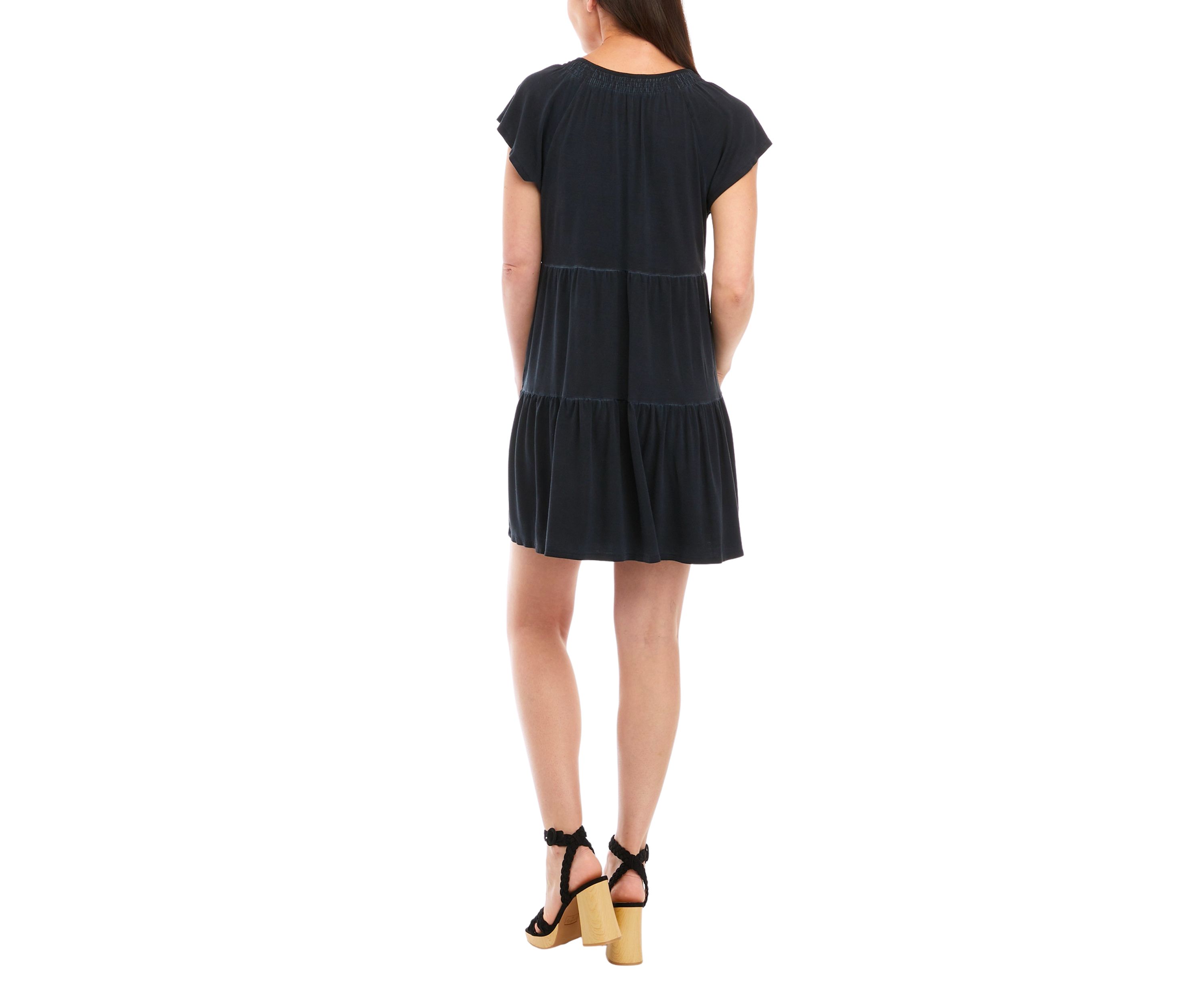 Petite Tiered Flutter Sleeve Dress