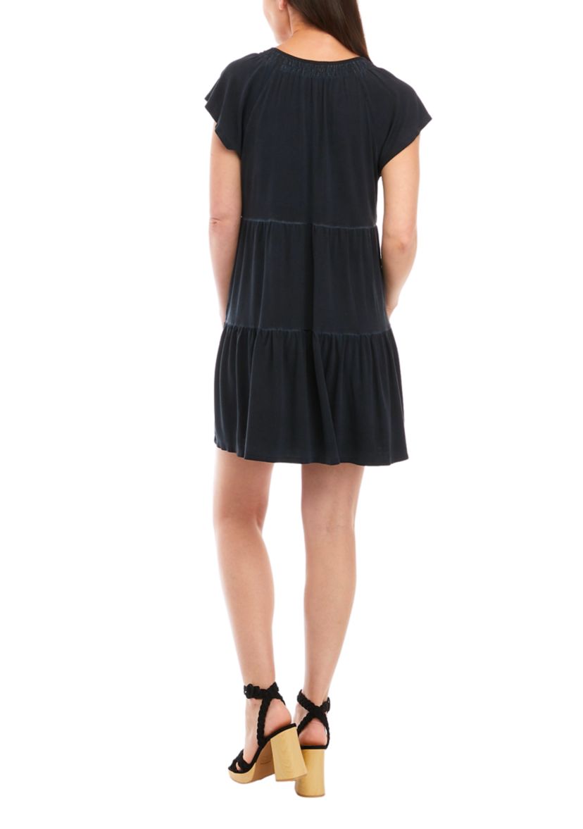 Petite Tiered Flutter Sleeve Dress