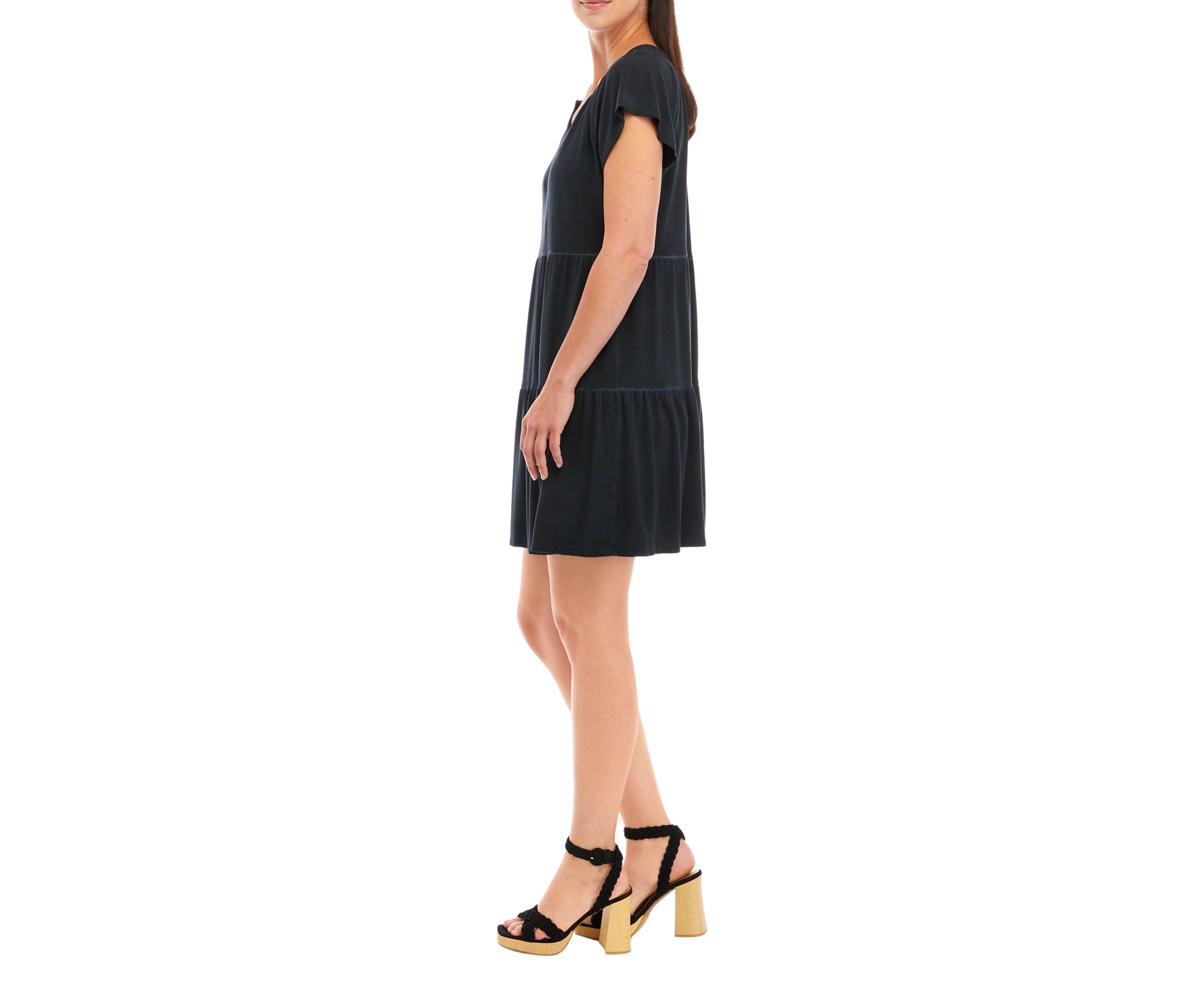 Petite Tiered Flutter Sleeve Dress