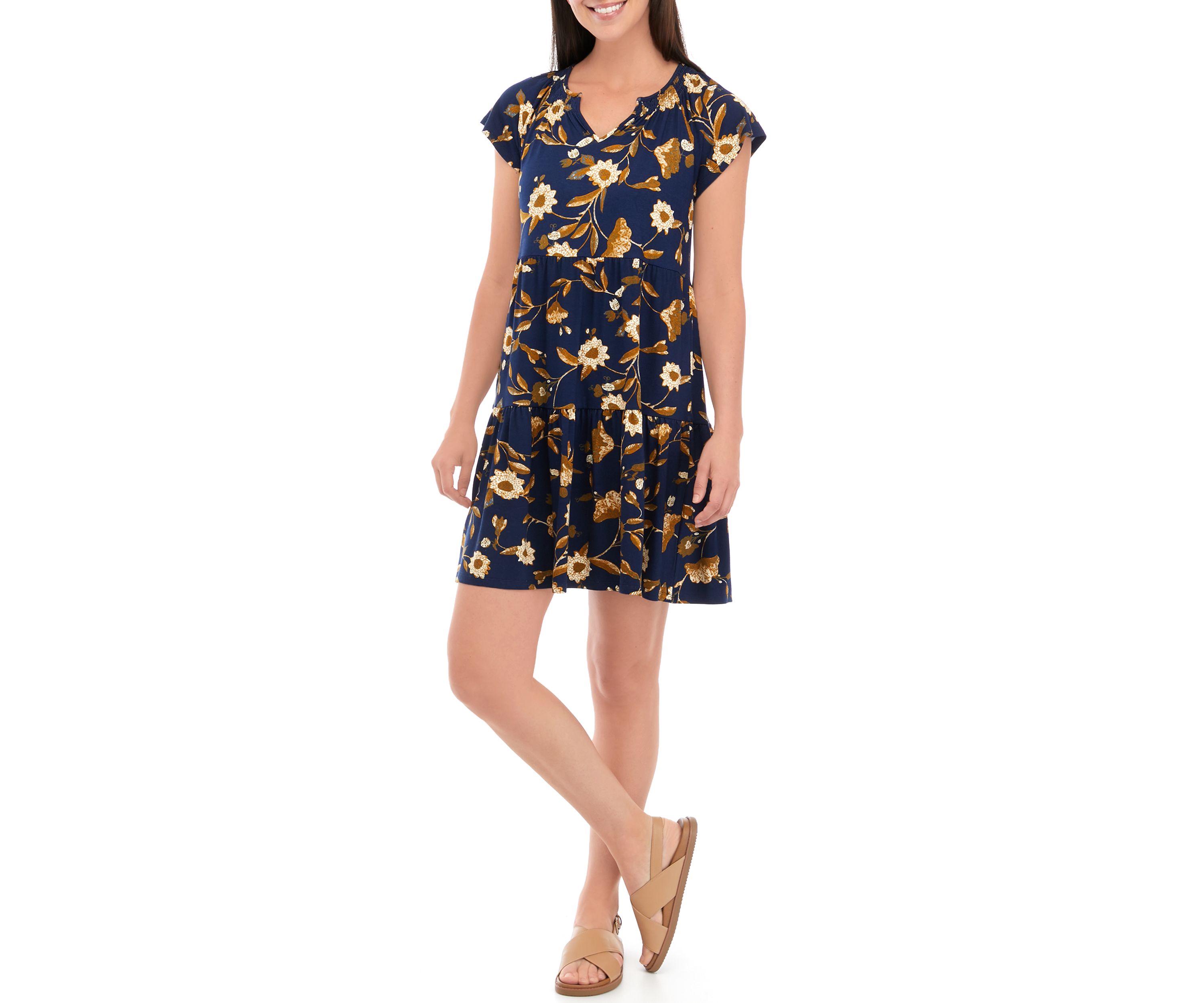Petite Short Sleeve Tiered Dress