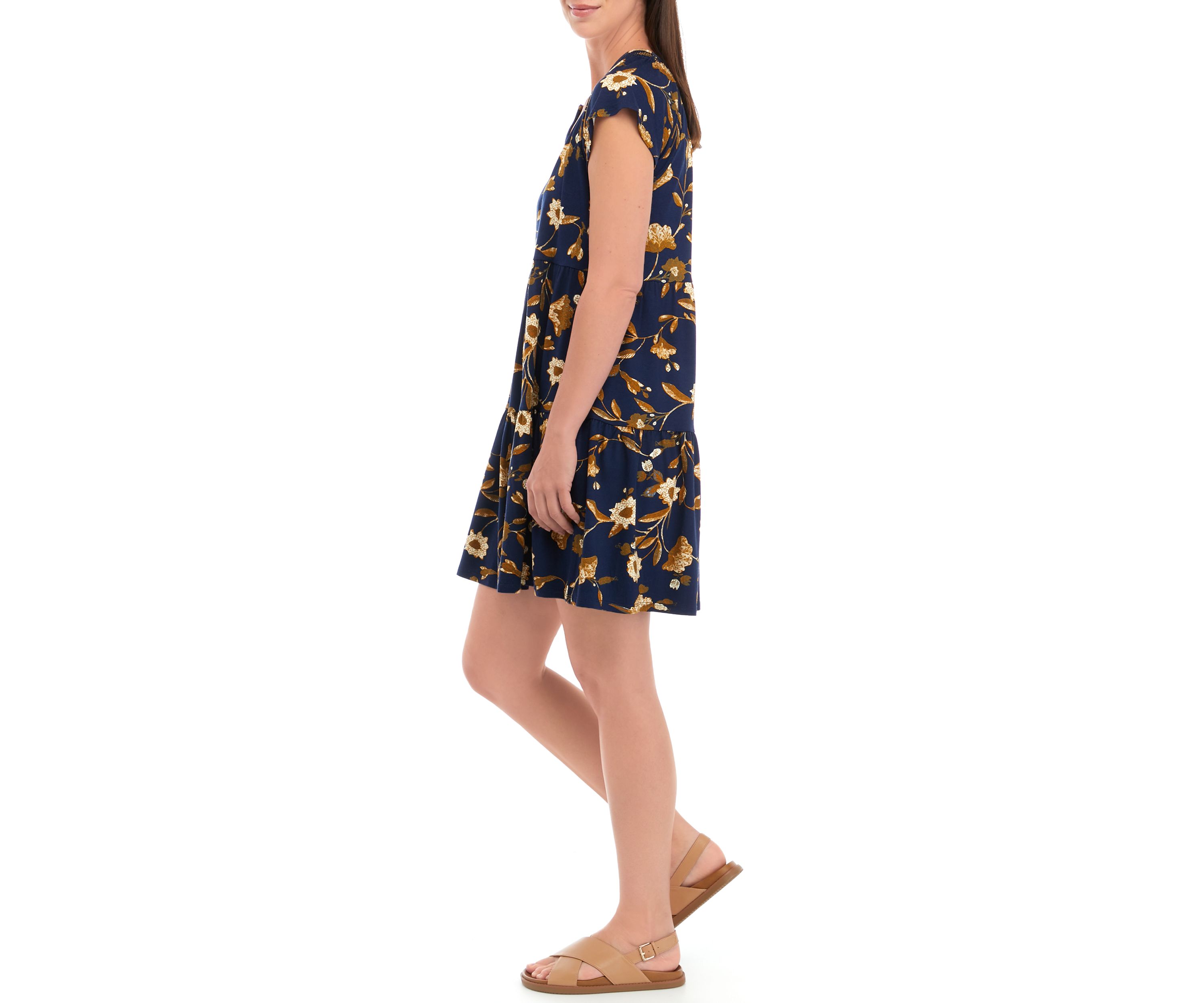 Petite Short Sleeve Tiered Dress