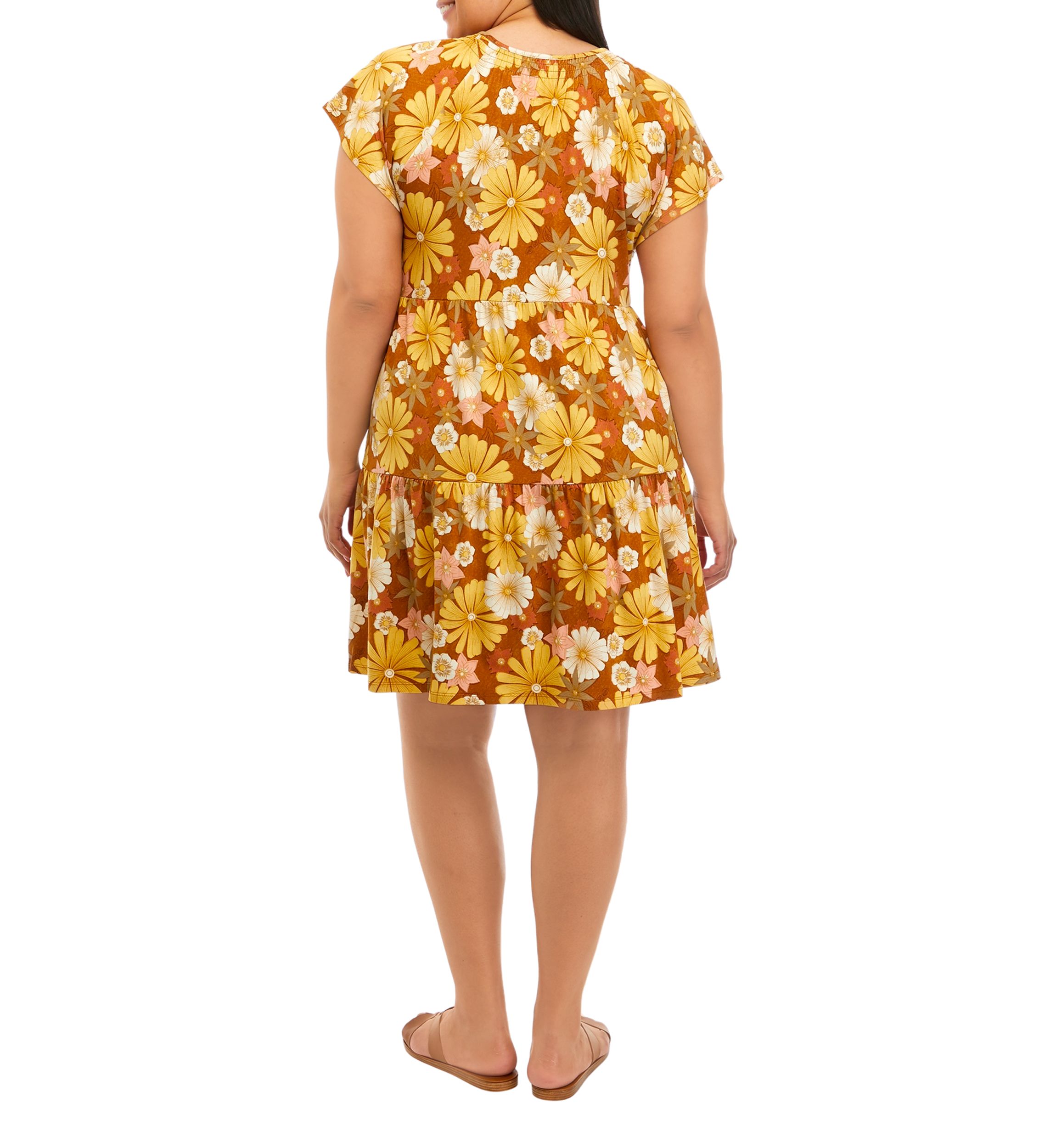 Plus Size Tiered Printed Dress