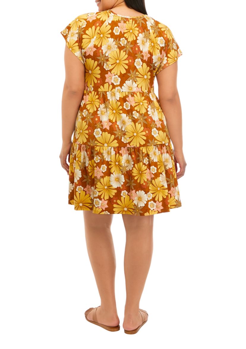 Plus Size Tiered Printed Dress