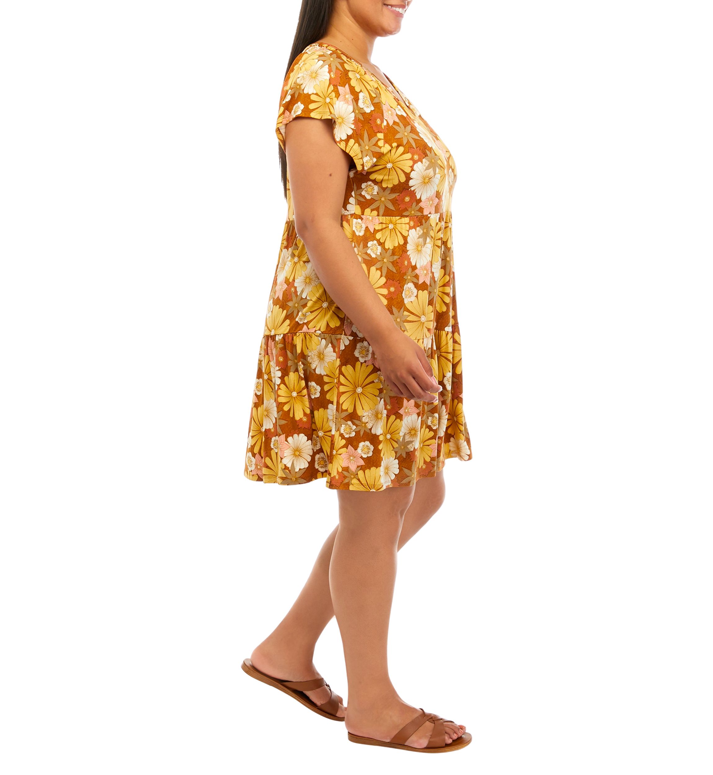 Plus Size Tiered Printed Dress
