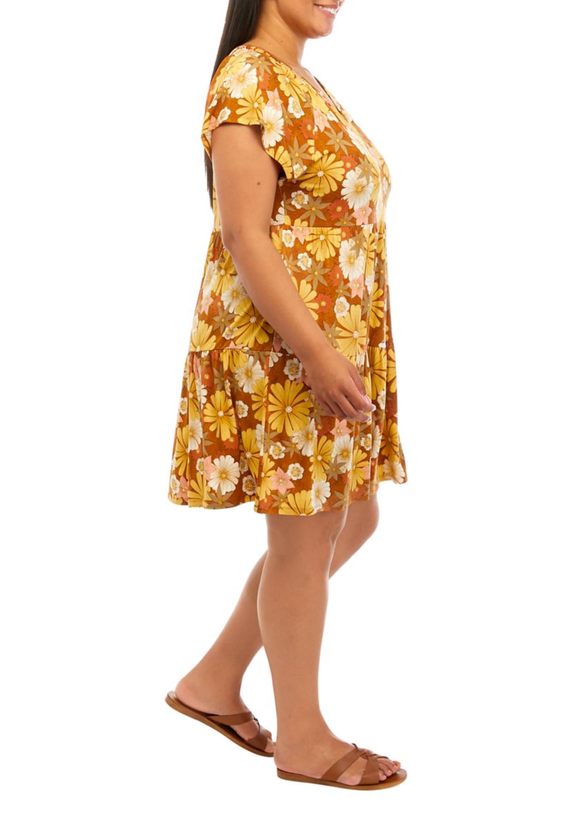 Plus Size Tiered Printed Dress