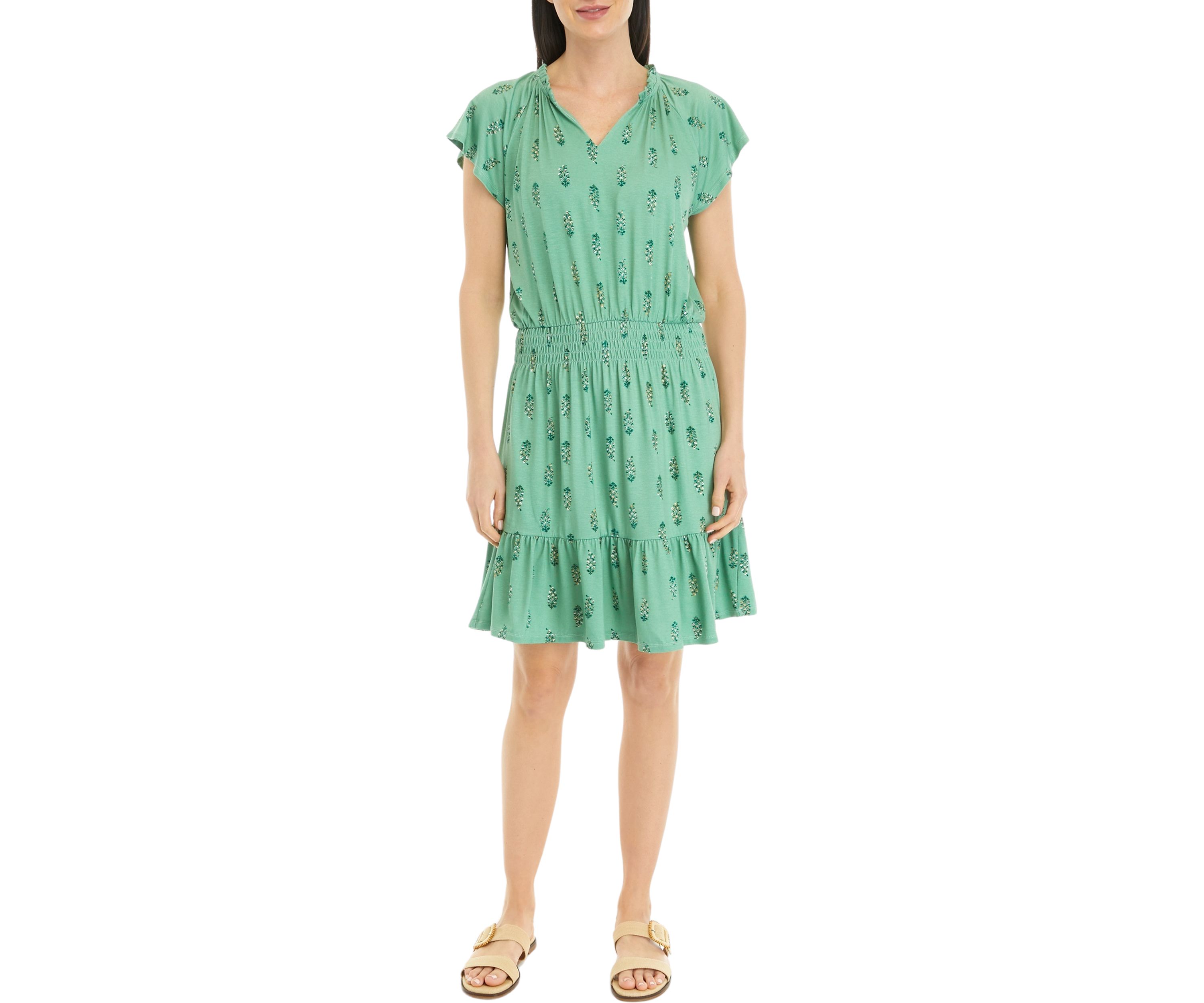 Petite Smocked Waist Printed Dress