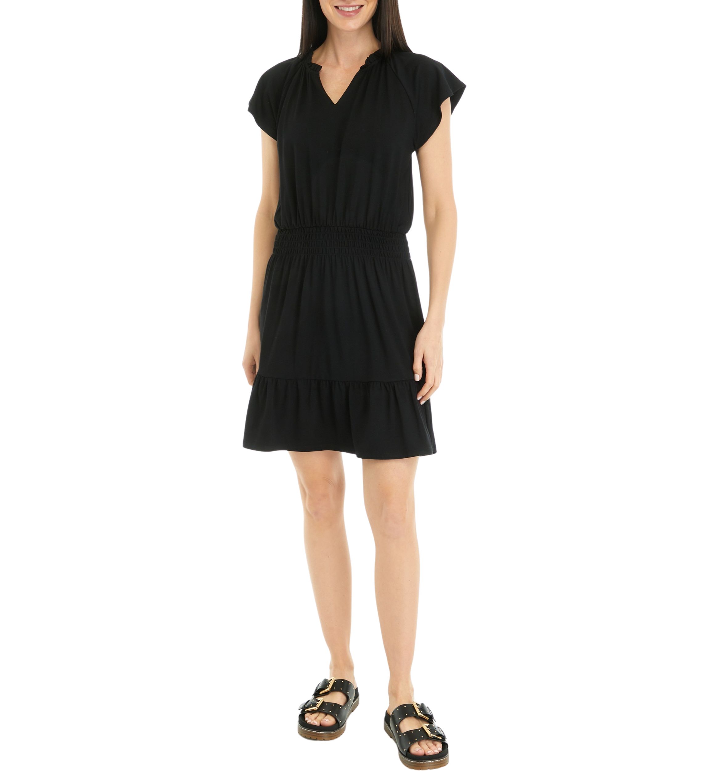 Womens Smocked Waist Mini Dress