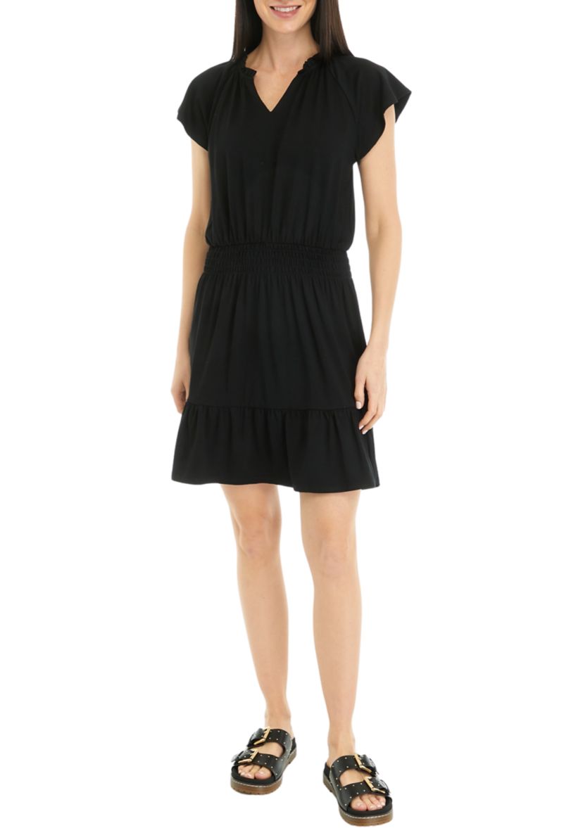 Womens Smocked Waist Mini Dress