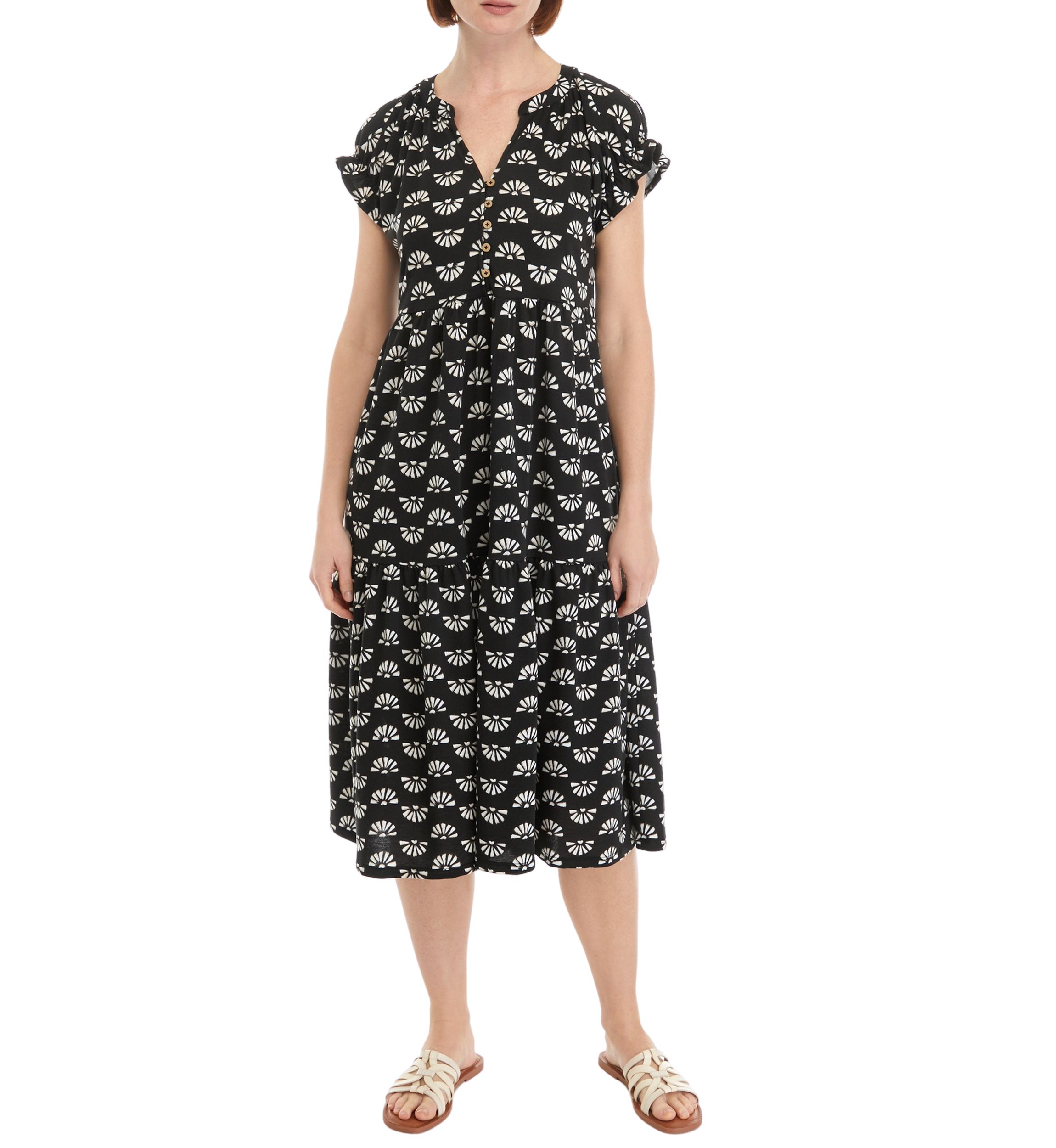 Womens Button Front Midi Dress