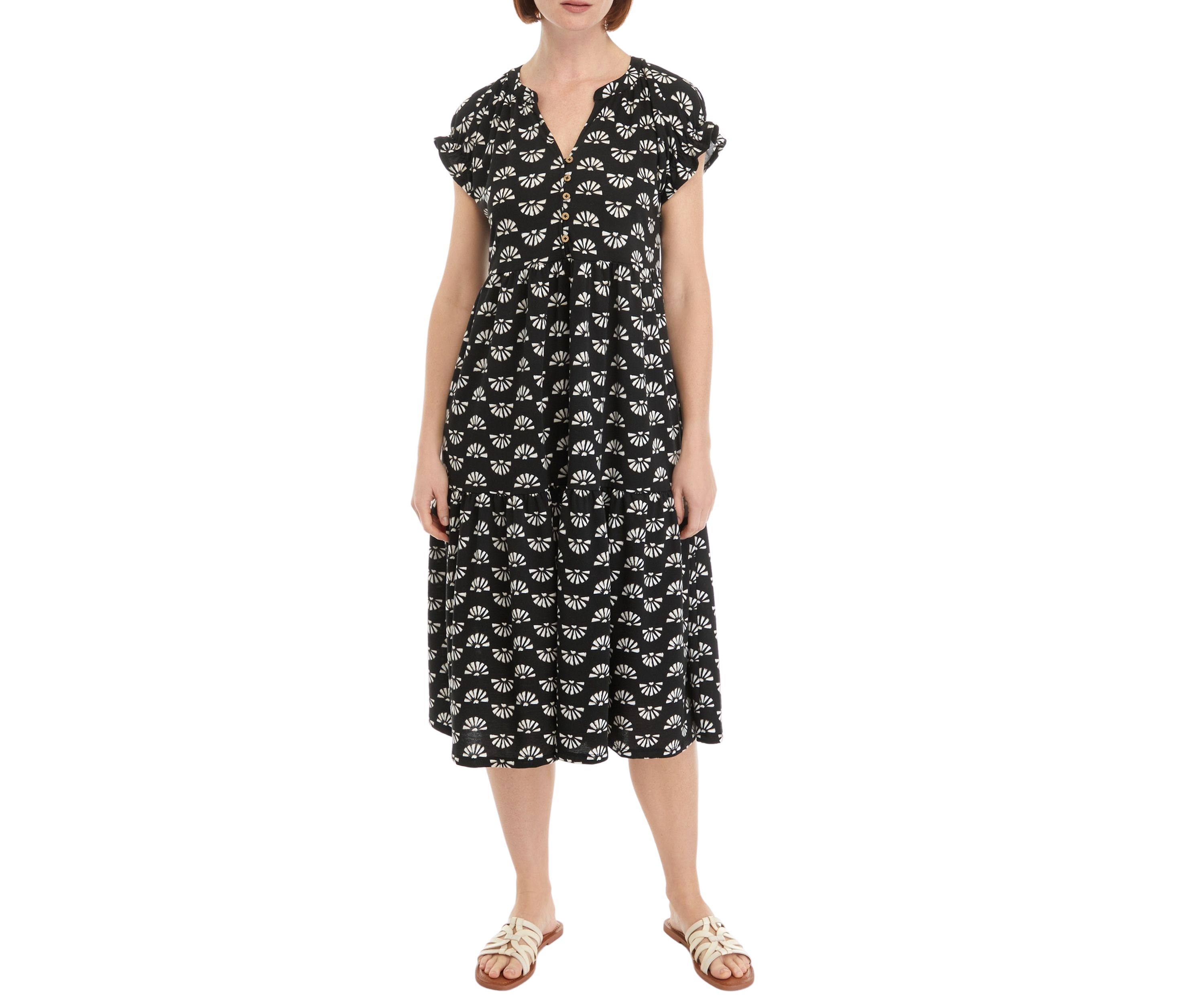 Womens Button Front Midi Dress