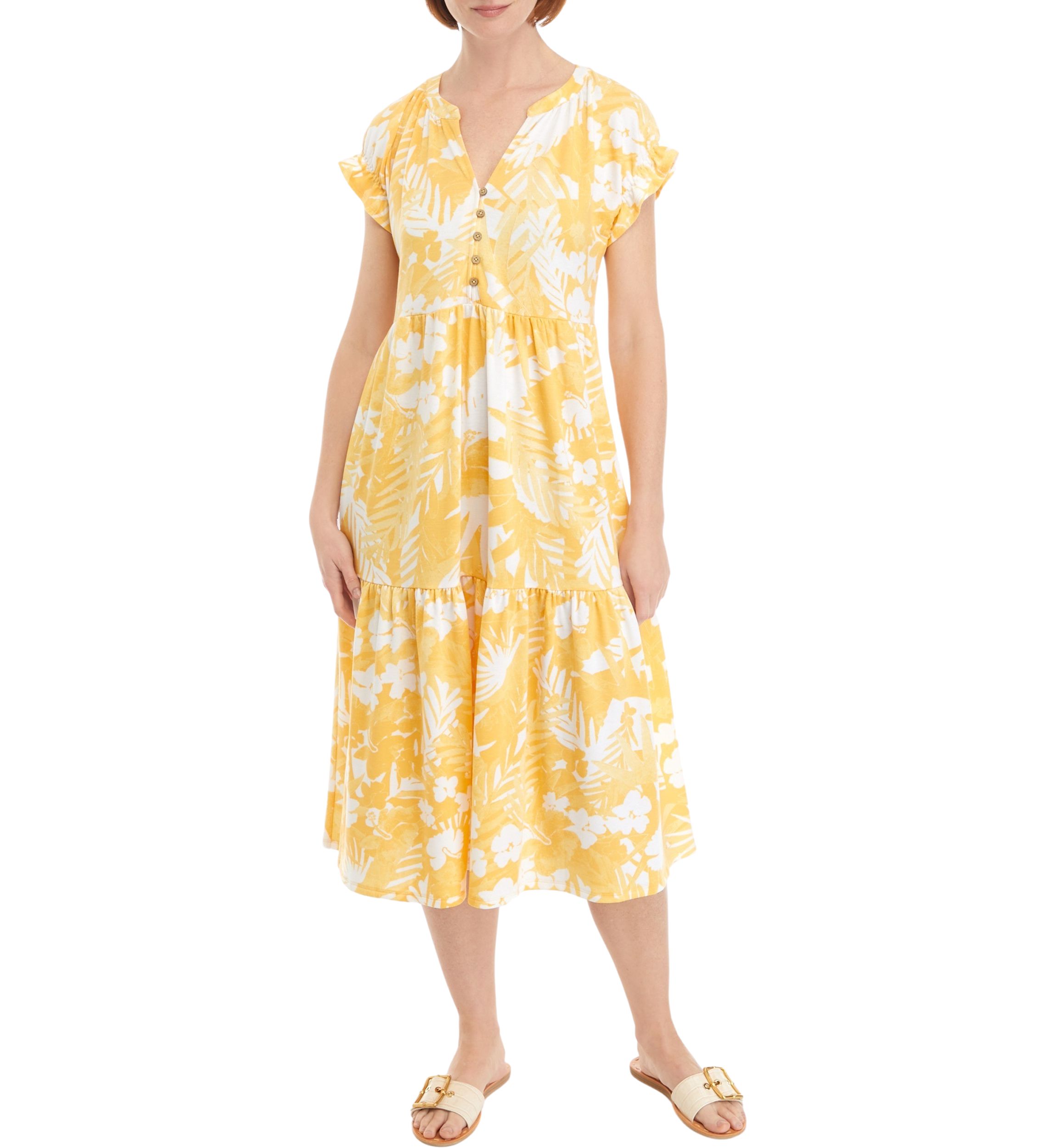 Petite Printed Button Front Dress