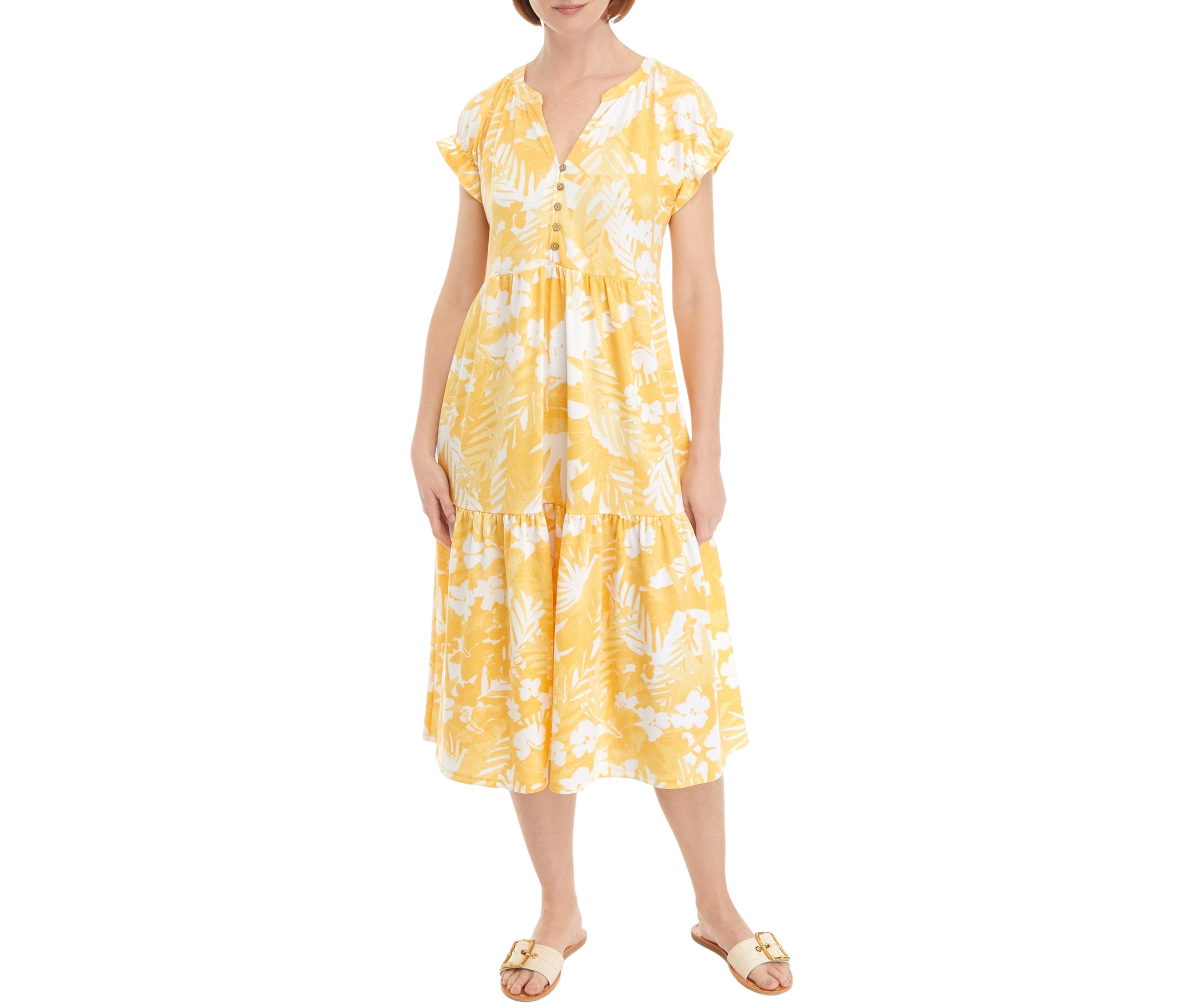 Petite Printed Button Front Dress