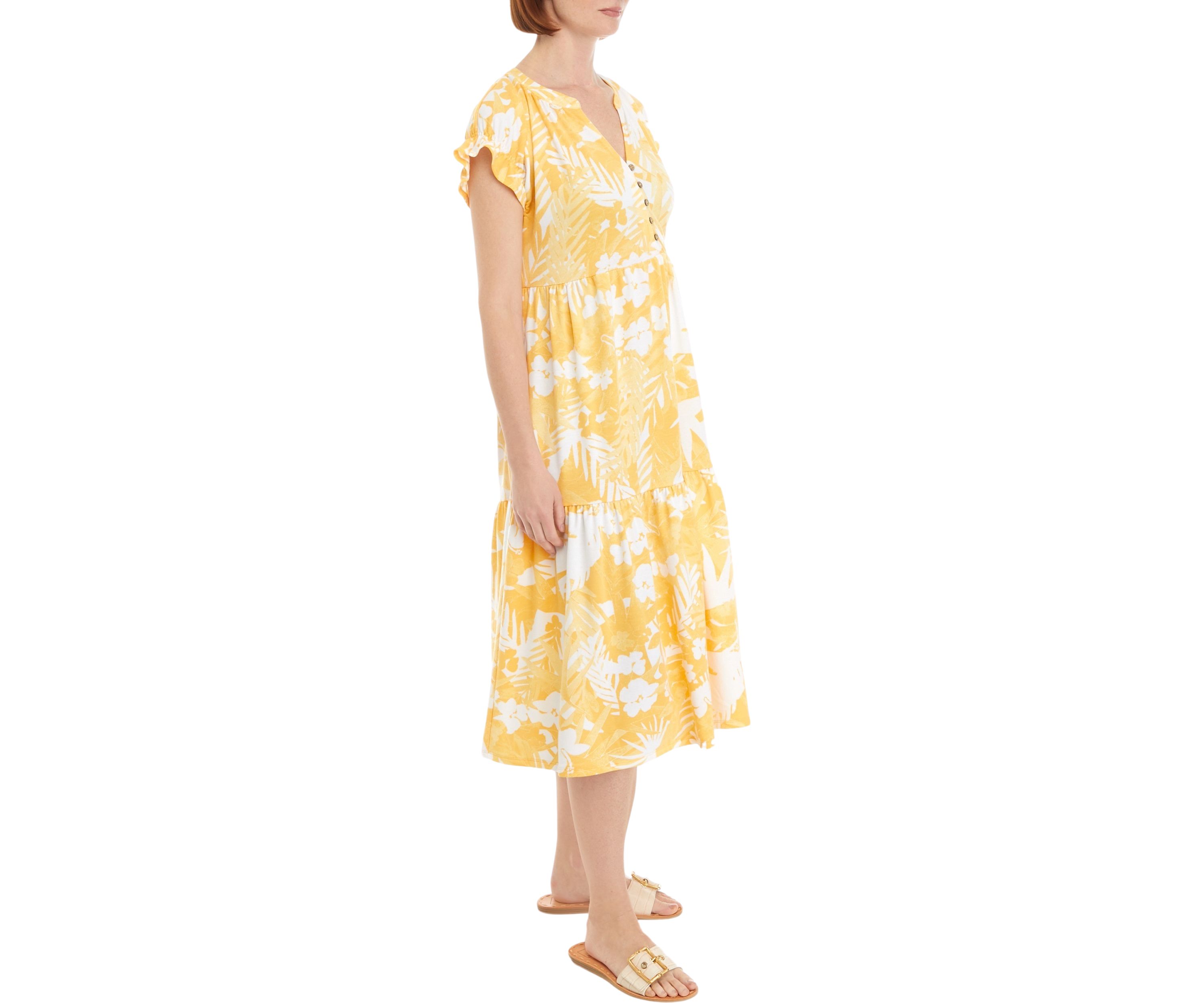 Petite Printed Button Front Dress
