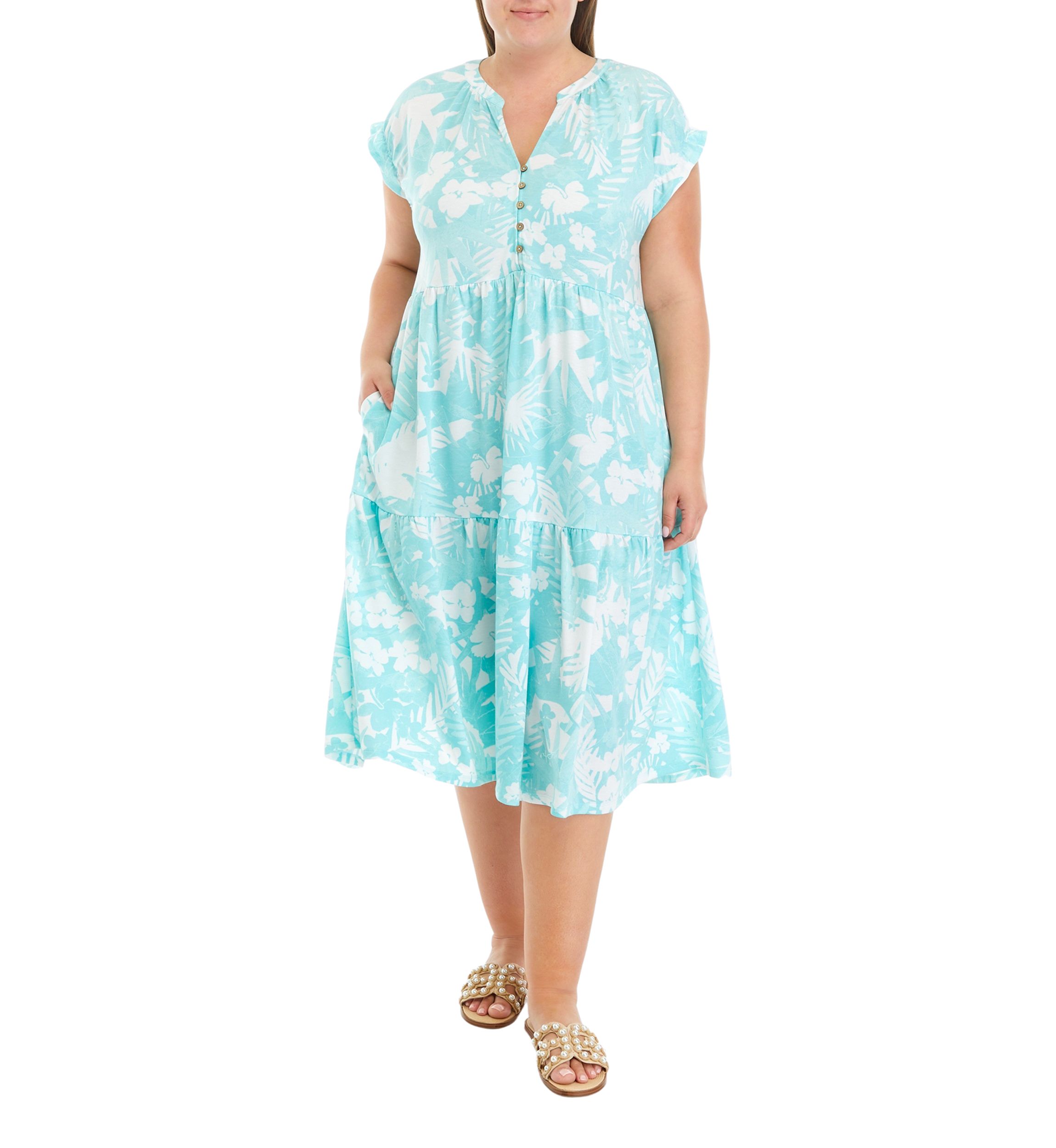 Plus Size Button Front Midi Dress