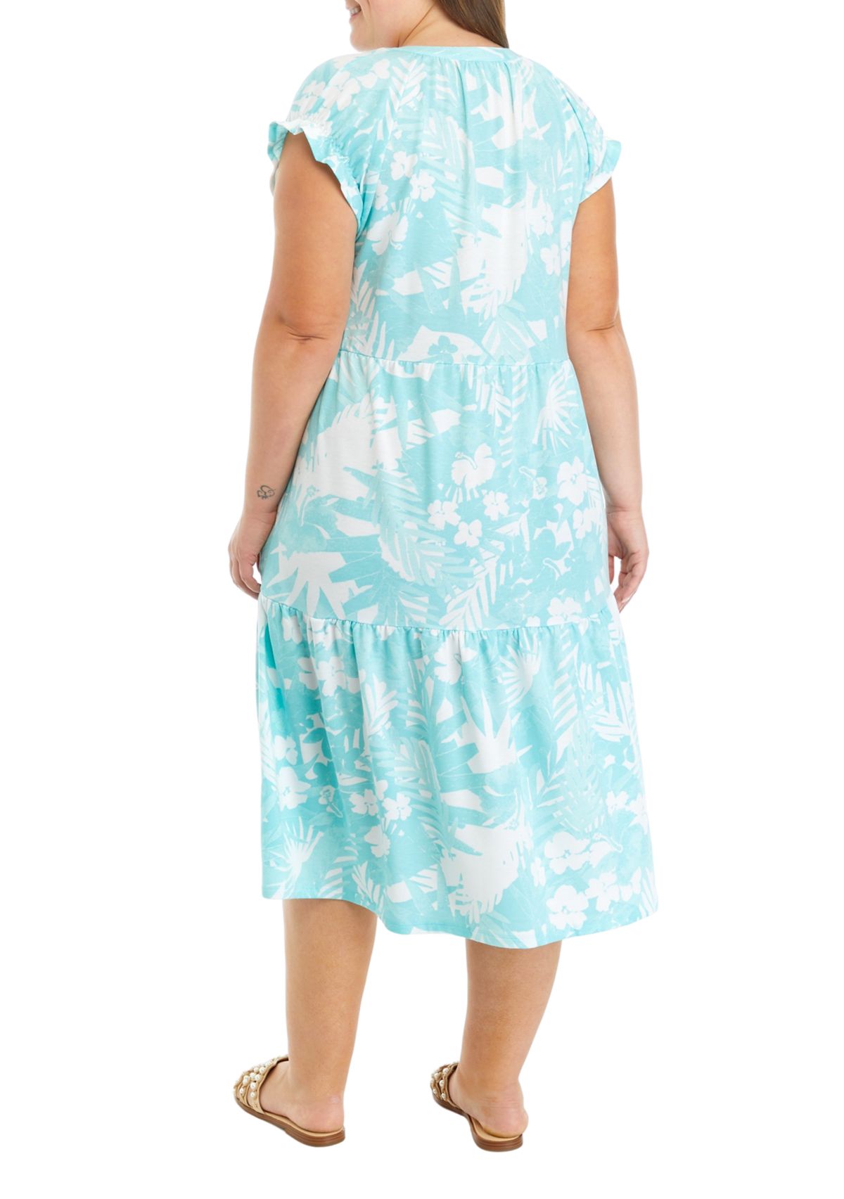 Plus Size Button Front Midi Dress