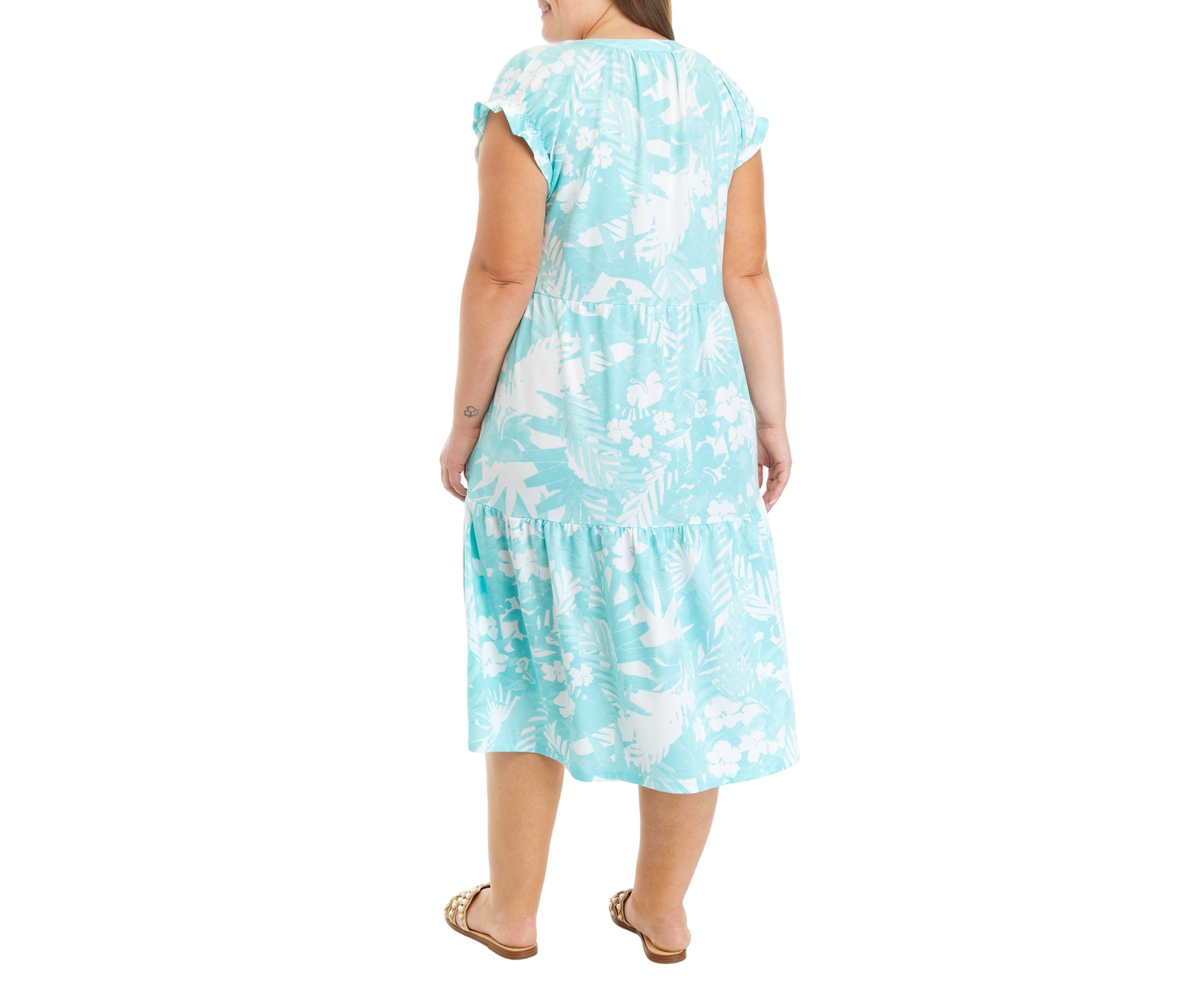 Plus Size Button Front Midi Dress