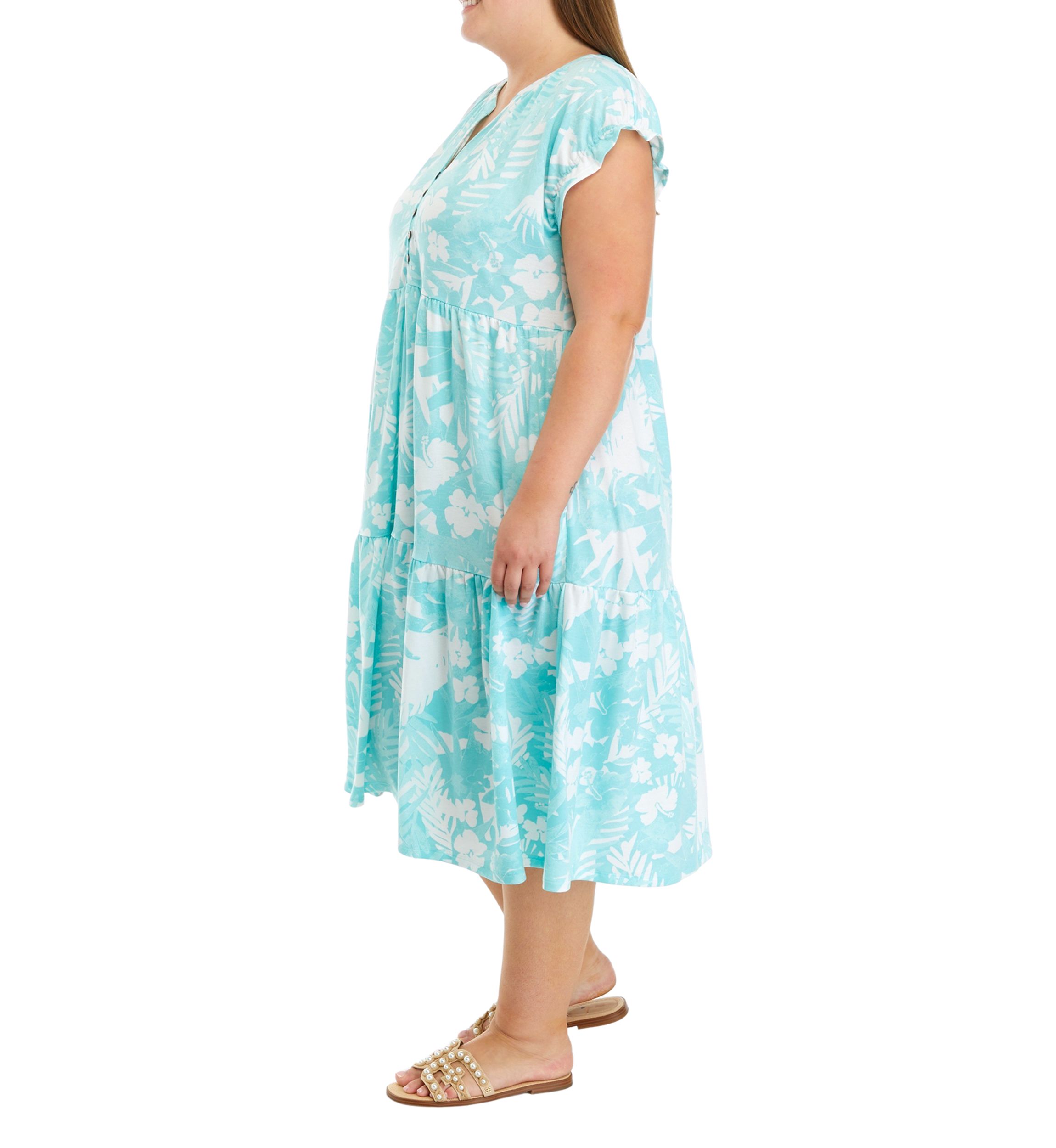 Plus Size Button Front Midi Dress