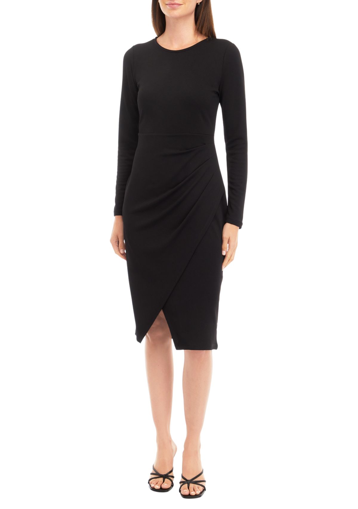 Womens Faux Wrap Midi Dress
