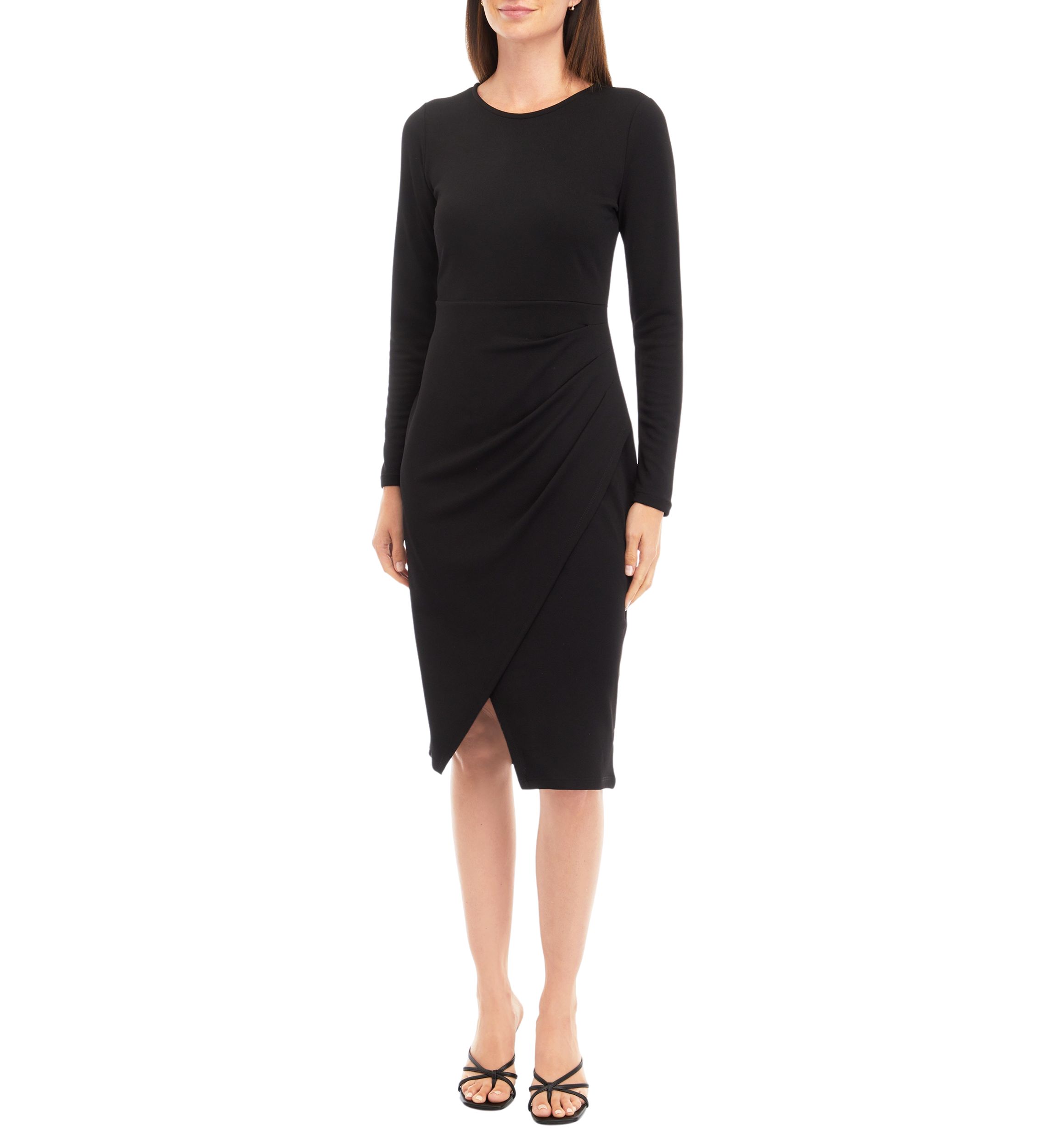 Womens Faux Wrap Midi Dress