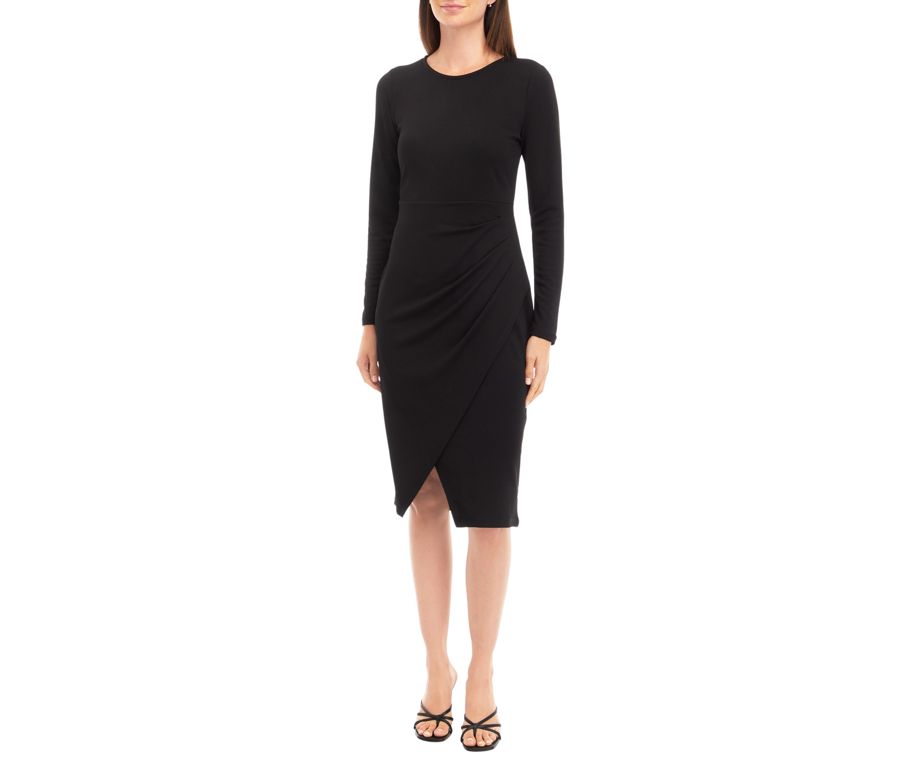Womens Faux Wrap Midi Dress