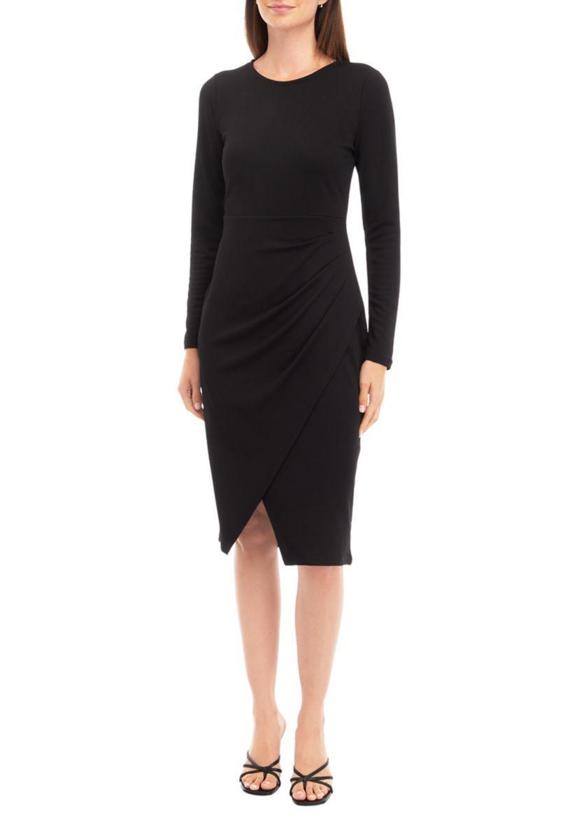 Womens Faux Wrap Midi Dress
