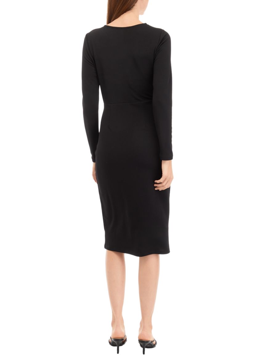 Womens Faux Wrap Midi Dress