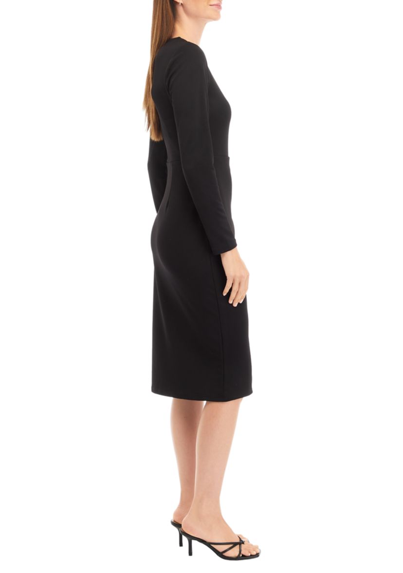 Womens Faux Wrap Midi Dress