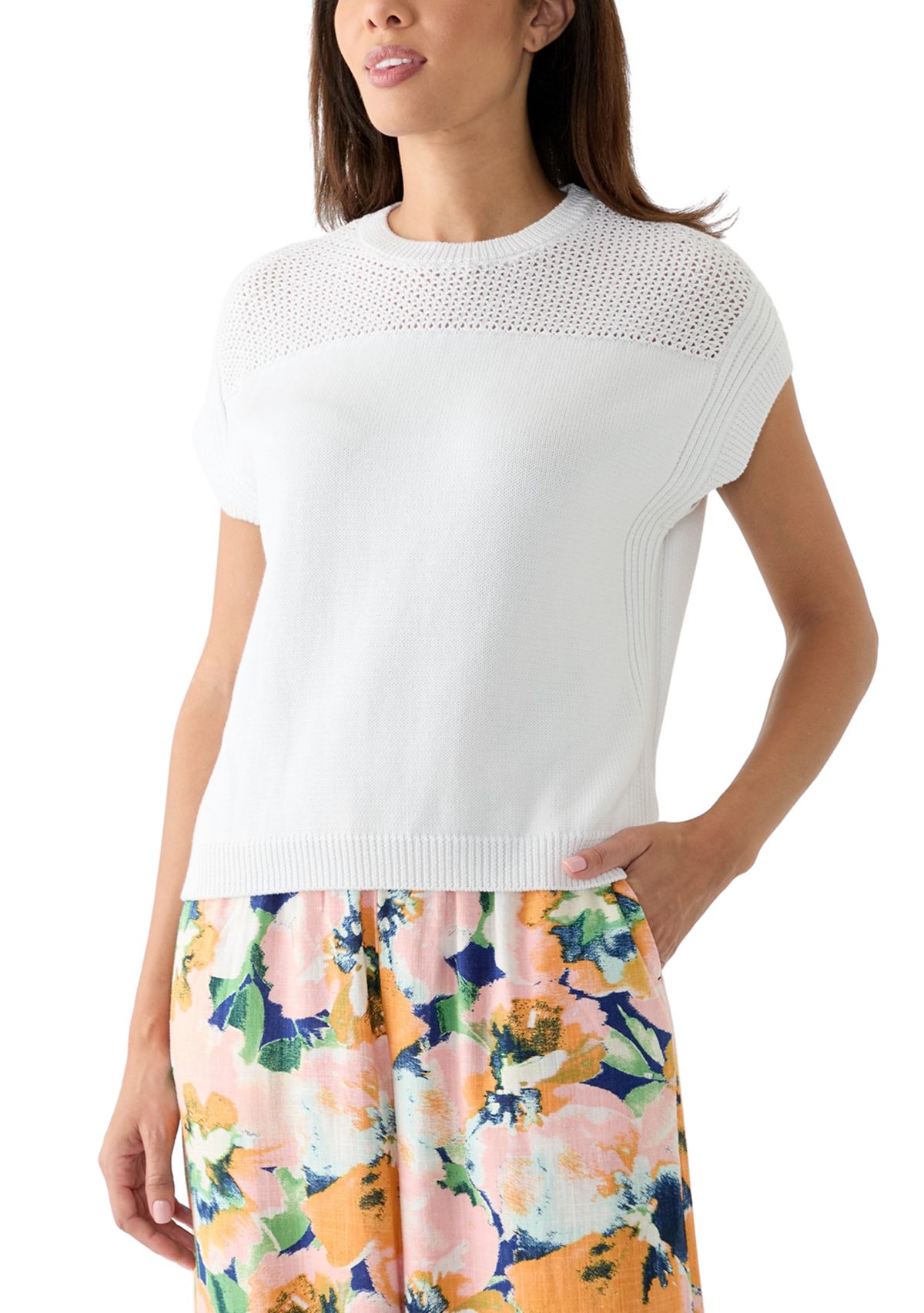 Womens Mixed Stitch Pullover Sweater