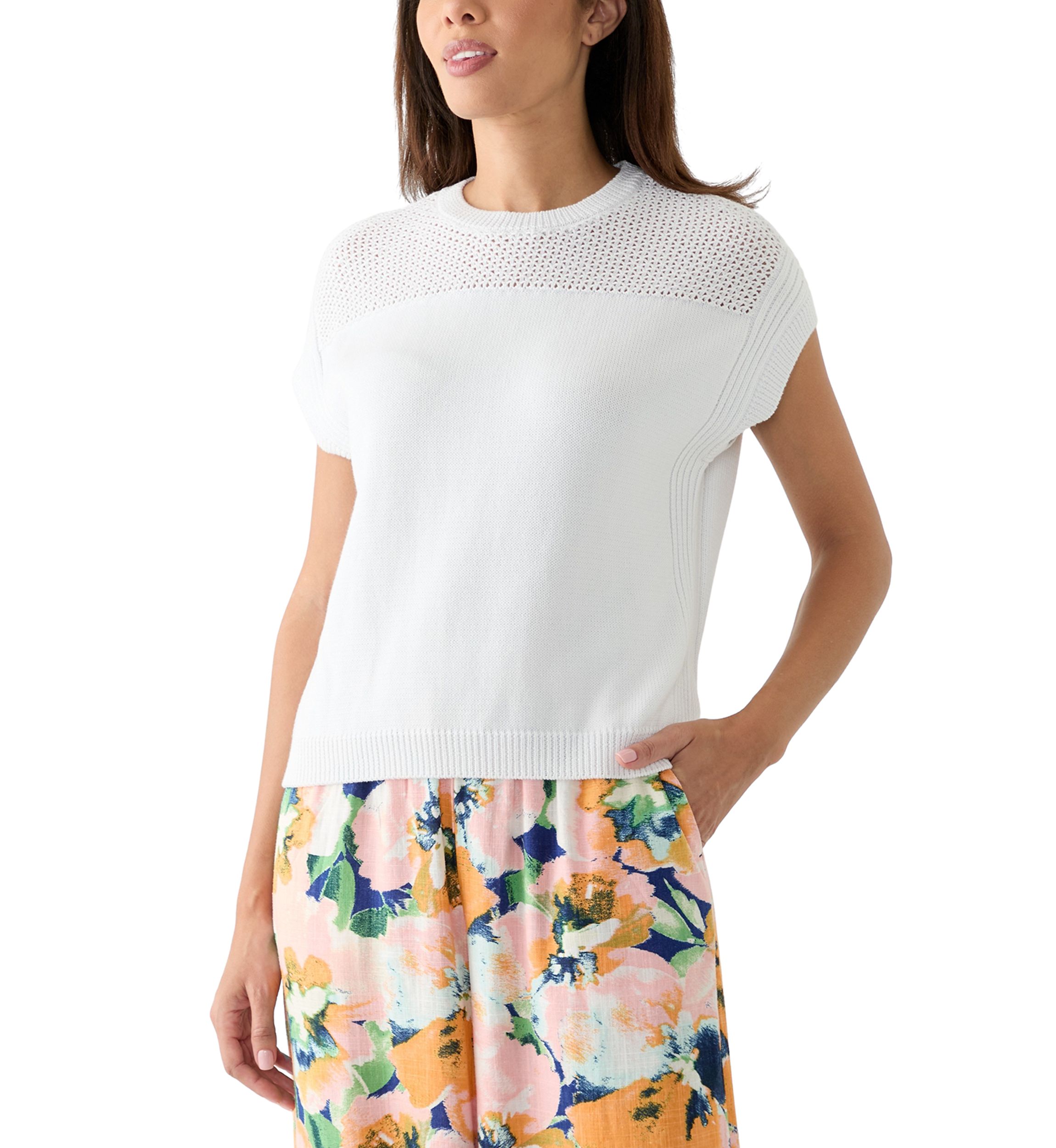 Womens Mixed Stitch Pullover Sweater