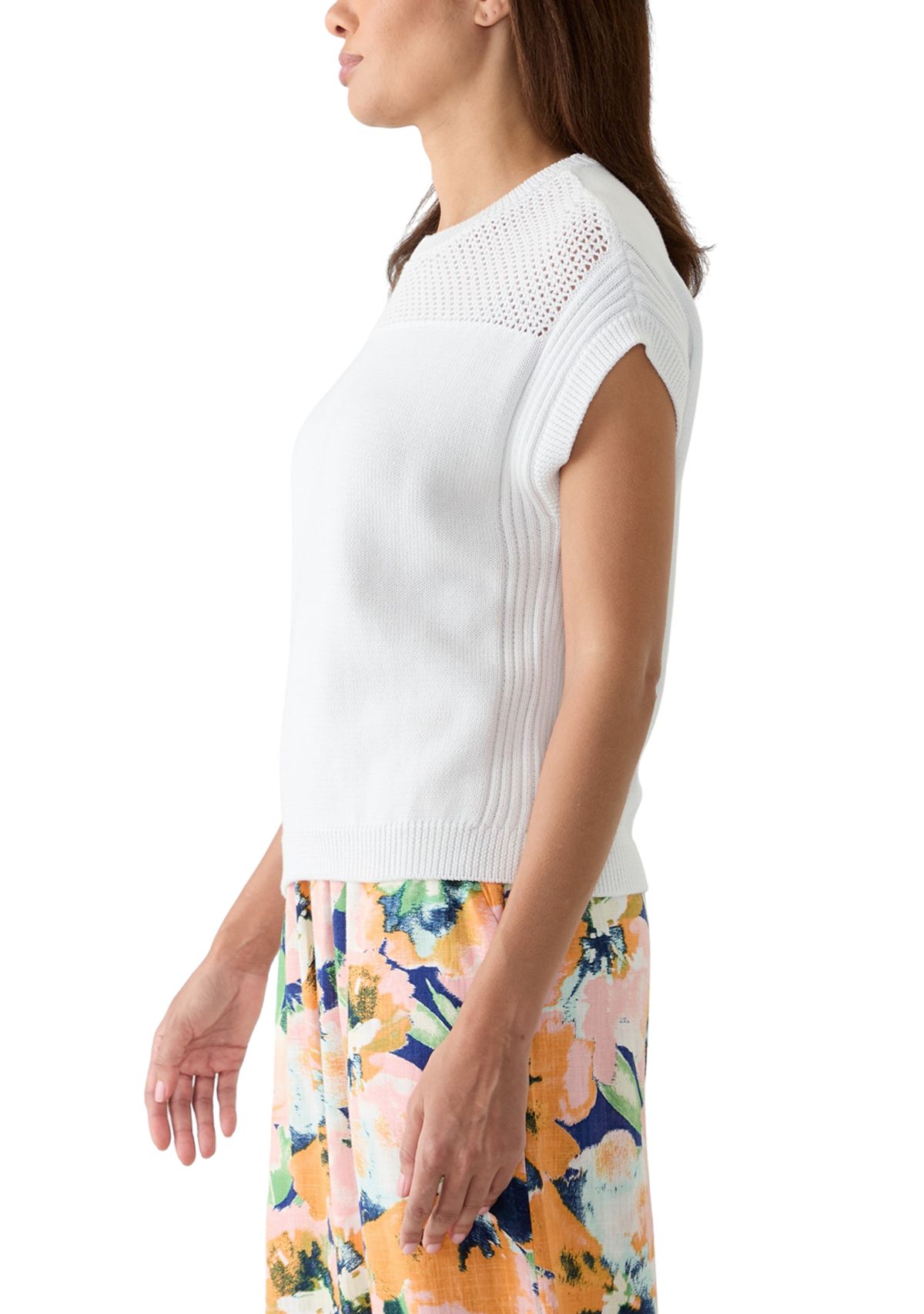 Womens Mixed Stitch Pullover Sweater