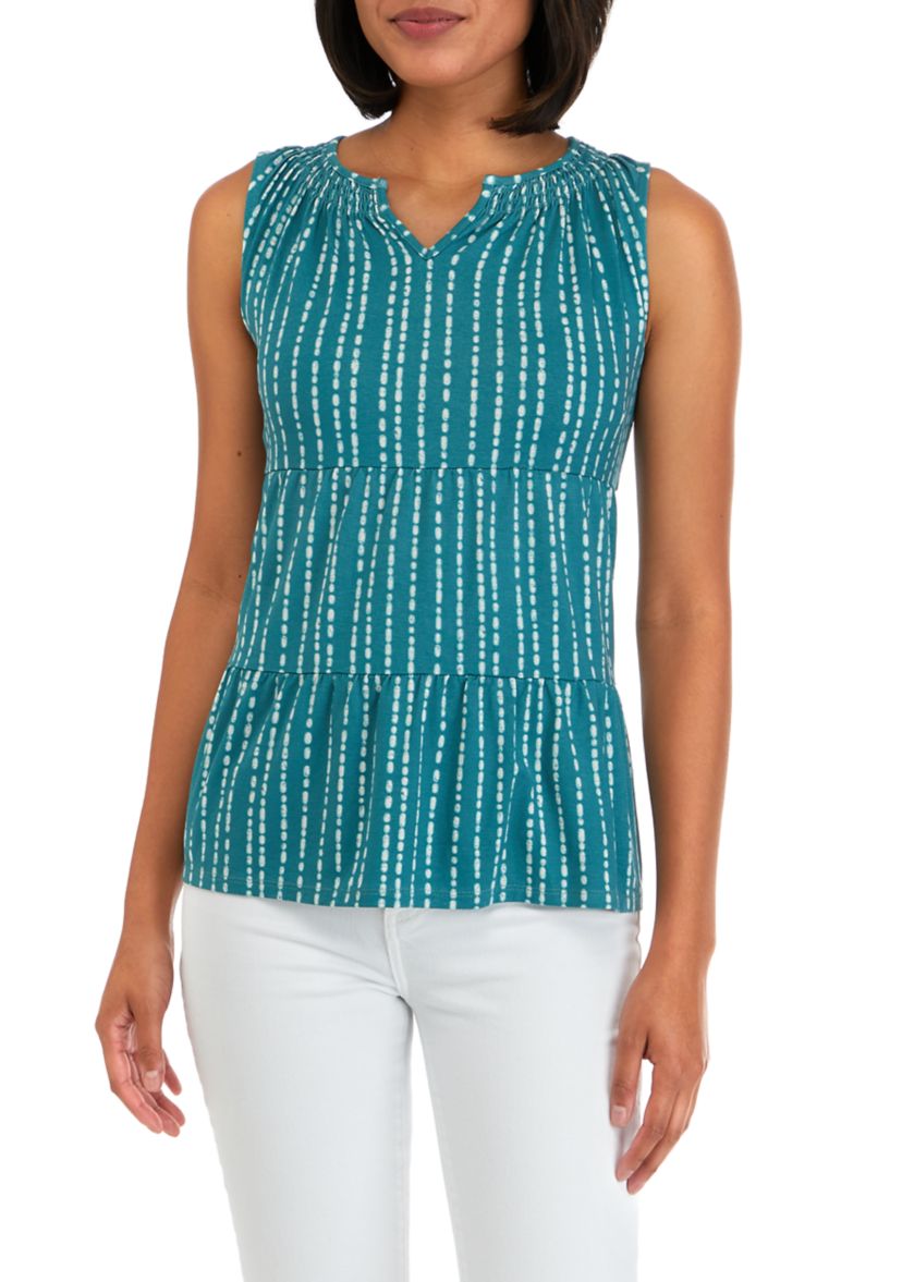 Petite Split Neck Sleeveless Julianna Crepe Tunic Tank 