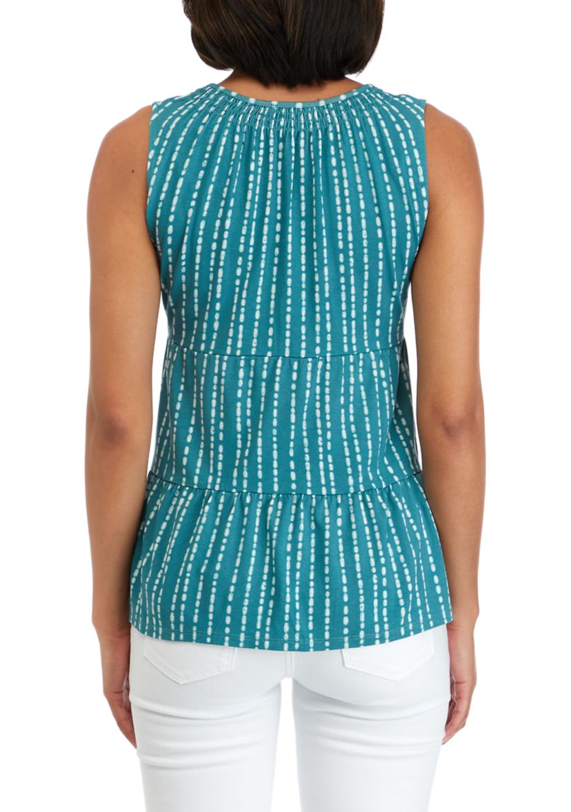 Petite Split Neck Sleeveless Julianna Crepe Tunic Tank 