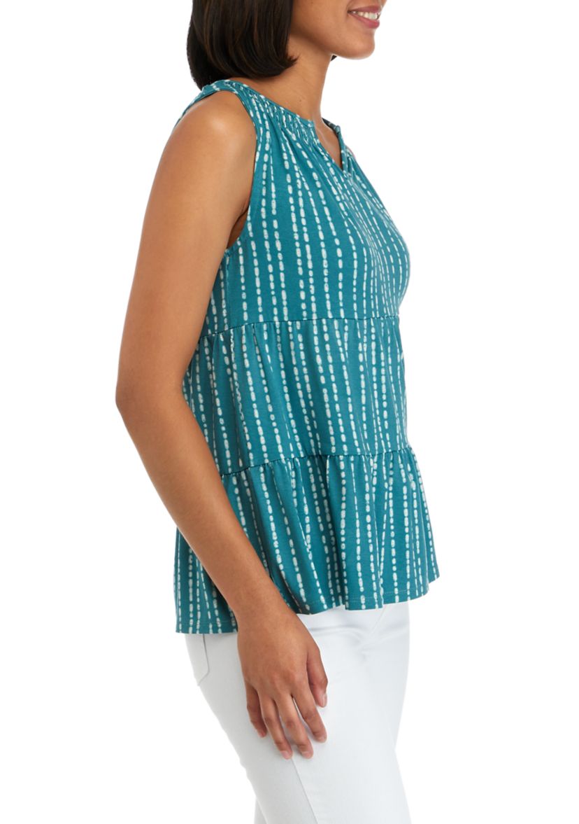 Petite Split Neck Sleeveless Julianna Crepe Tunic Tank 