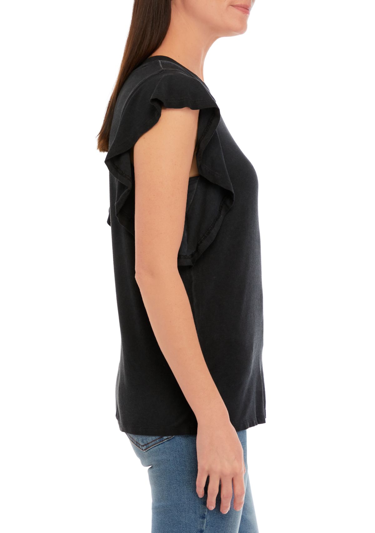 Flutter Sleeve Solid Top