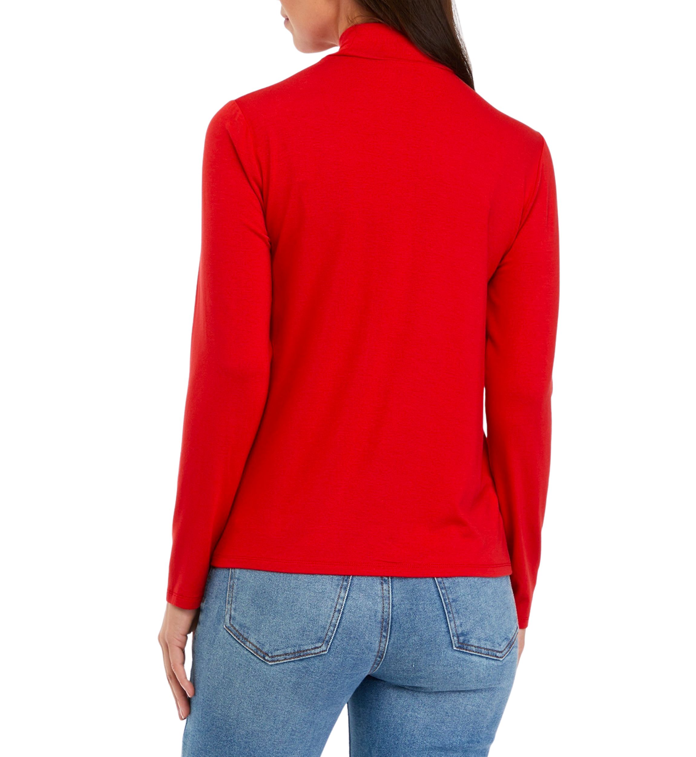 Womens Long Sleeve Solid Mock Neck Top